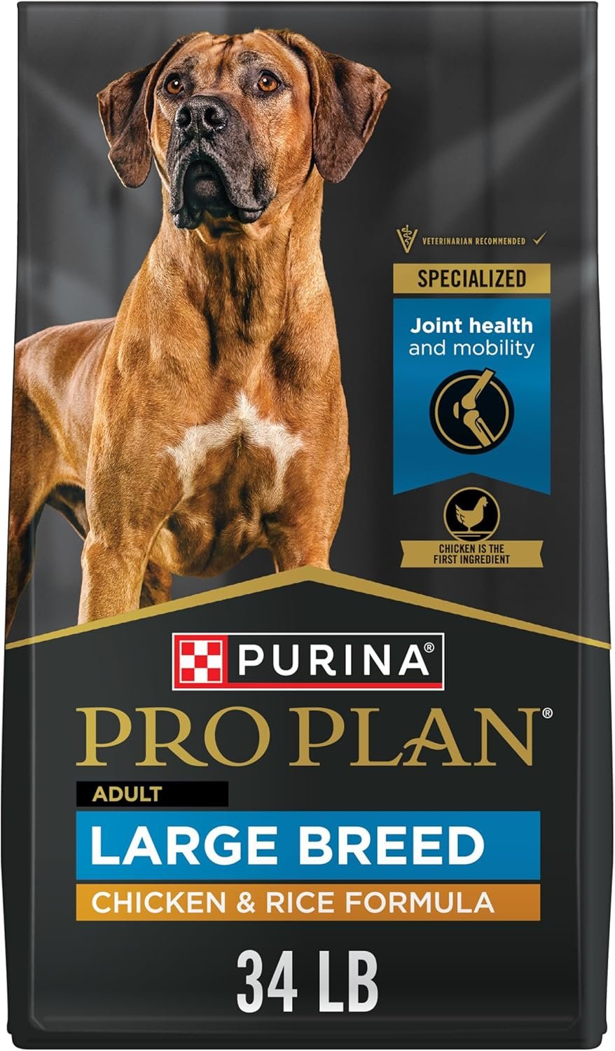 Purina Pro Plan High Protein, Digestive Health Large Breed Dog Food Dry, Chicken and Rice Formula – 34 lb. Bag