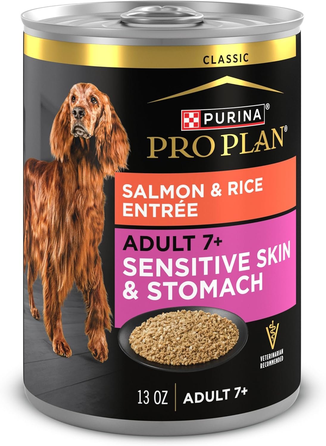Purina Pro Plan Senior Wet Dog Food for Sensitive Stomach with Salmon and Rice Entree – 13 oz. Can (Pack of 12)