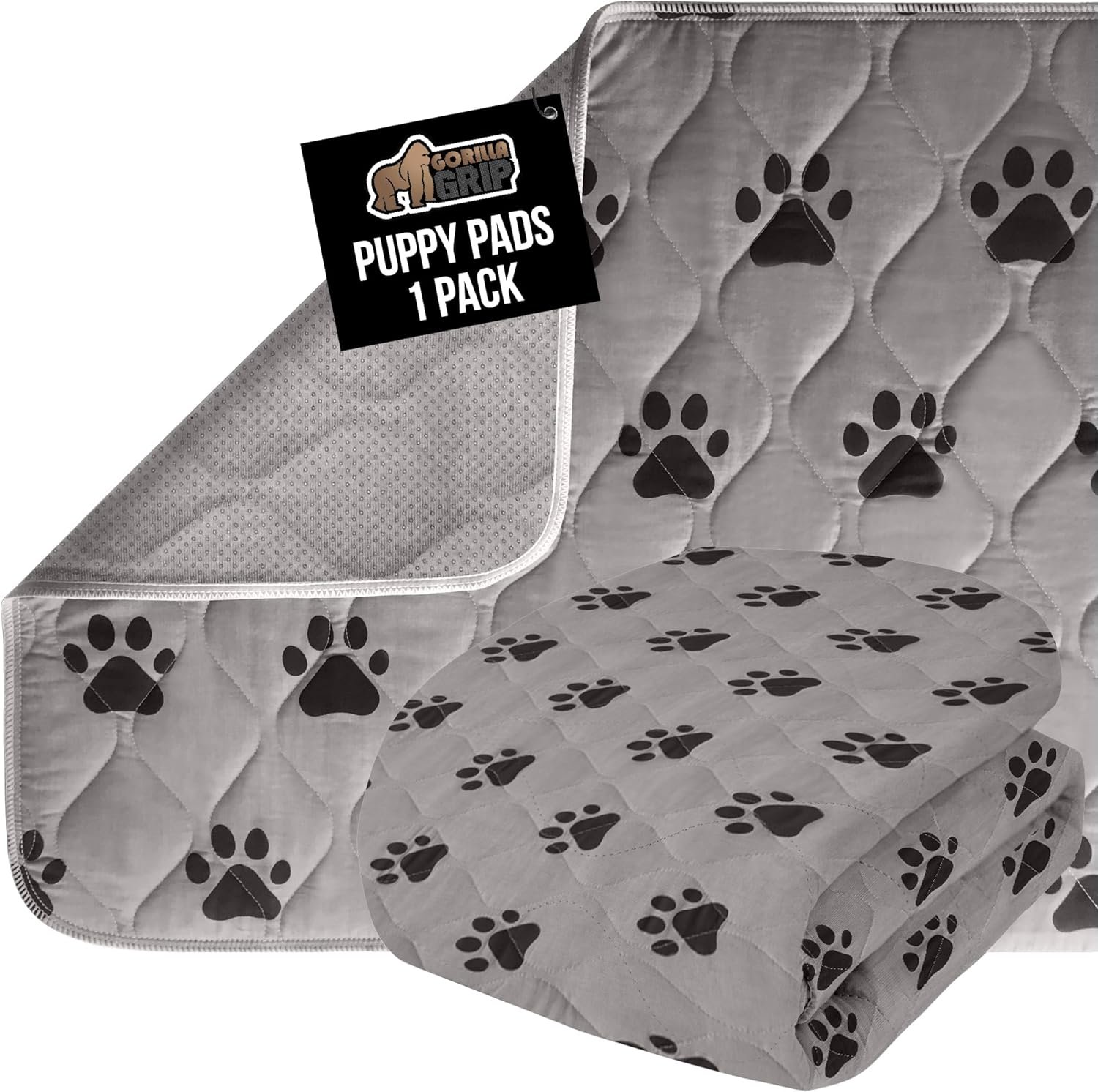 GORILLA GRIP Washable Puppy Pads, 40×26, Slip Resistant Dog Crate Mat, Waterproof Cloth Pee Pad for Training Puppies in Playpen, Reusable Pet Incontinence Blanket, Protects Sofa, Furniture, Floors