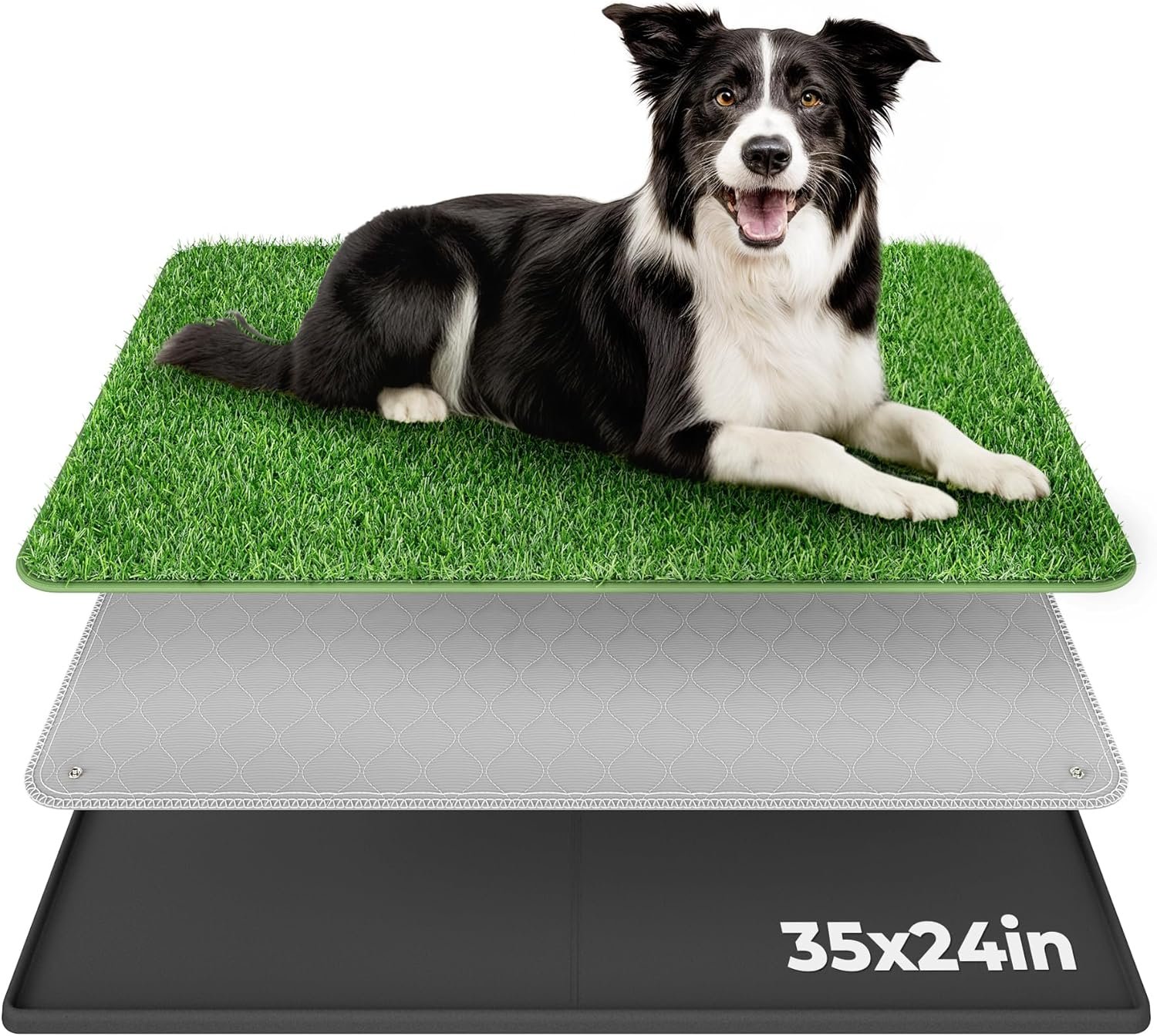 BurgeonNest Dog Grass Pad with Tray 35″x24″, Includes Reusable Artificial Turf for Dog Litter Box, Ultra-Absorbent Washable Pee Pad & EVA Material Tray for Balcony, Apartment & Indoor/Outdoor Use