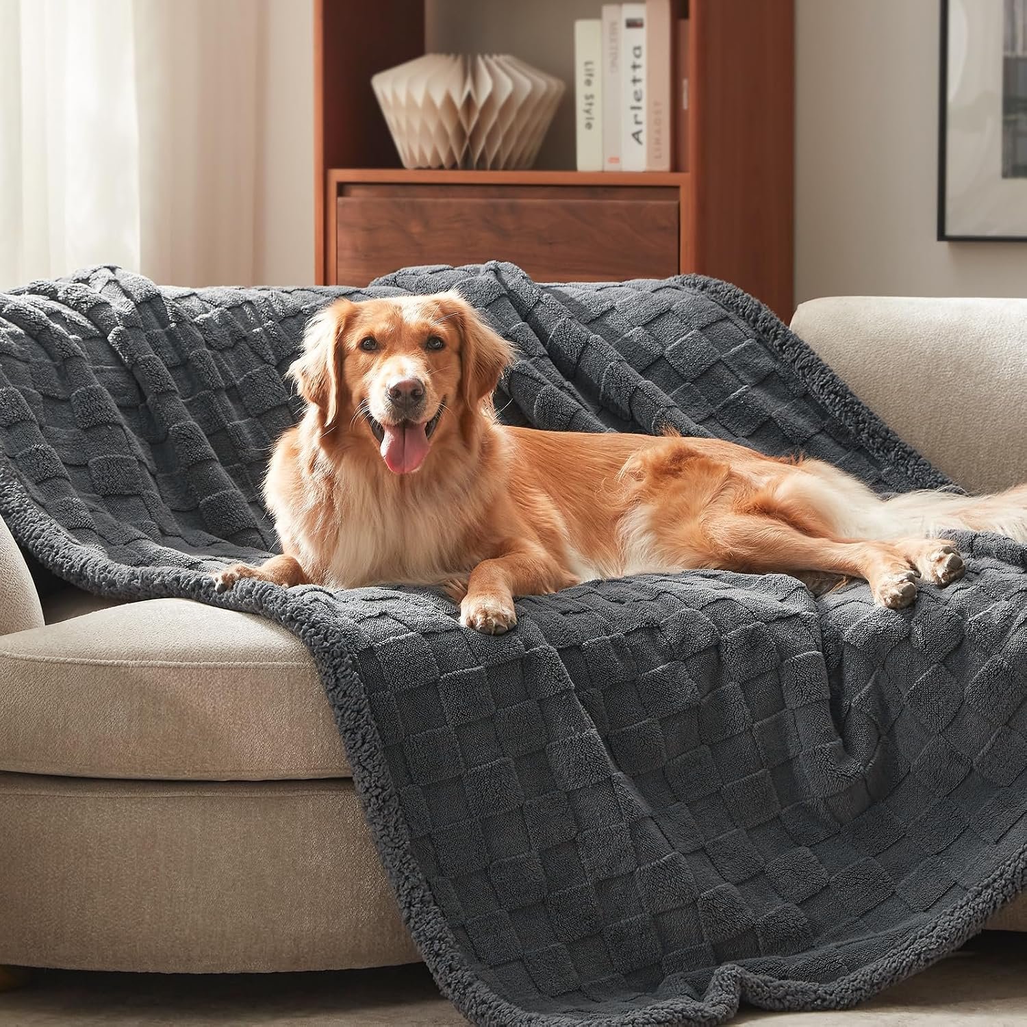 GASUR Waterproof Dog Blankets for Large Medium Dogs, Dog Blanket for Couch Bed, Fleece Pet Blanket for Furniture Sofa Protector, Soft Pet Throw Blankets for Crate Car Outdoor, Washable, 40″x50″,Grey