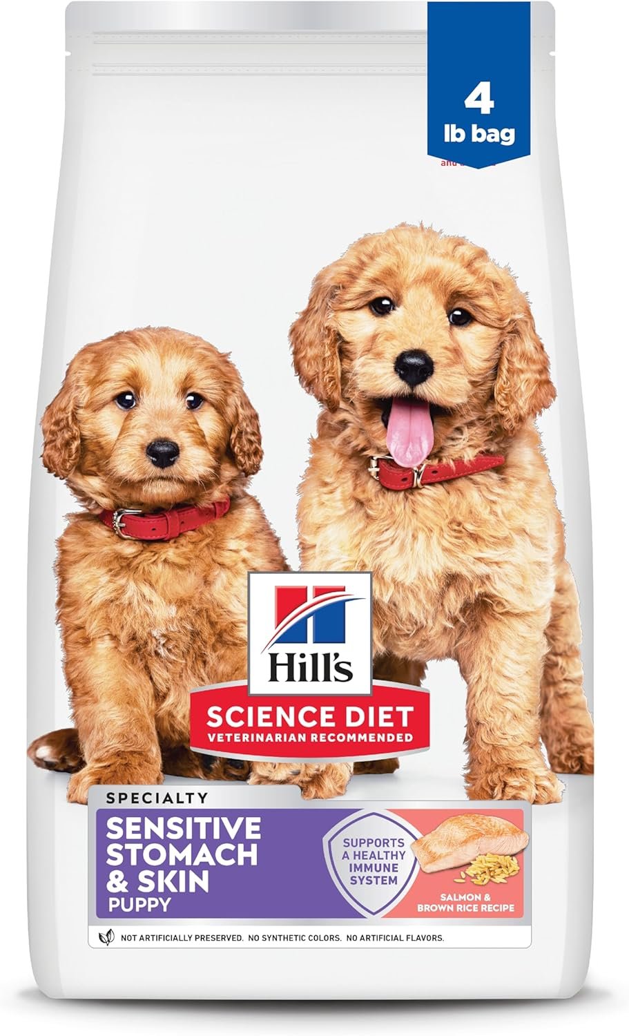 Hill’s Science Diet Puppy Sensitive Stomach & Skin Dry Dog Food, Salmon & Brown Rice, 4 lb. Bag