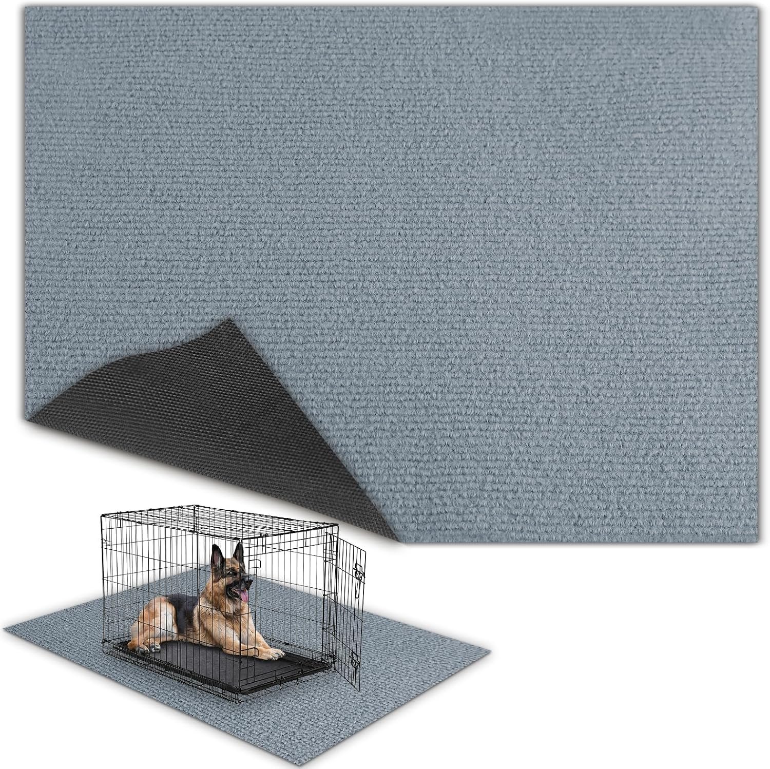 TRINKA Dog Crate Mat Liner, 46″ X 60″ X 0.2″ Extra Large Waterproof Non-Slip Mat for Under Dog Kennel, Absorbs Urine Washable Reusable Under Pet Crate Pad to Protect Floors (Light Gray)