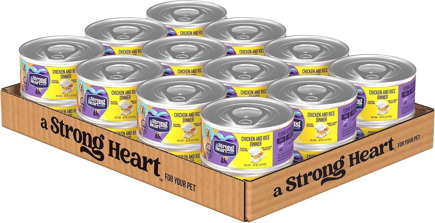 A Strong Heart Wet Dog Food, Chicken and Rice Dinner – 5.5 oz Cans (Pack of 24), Made in The USA with Real Chicken