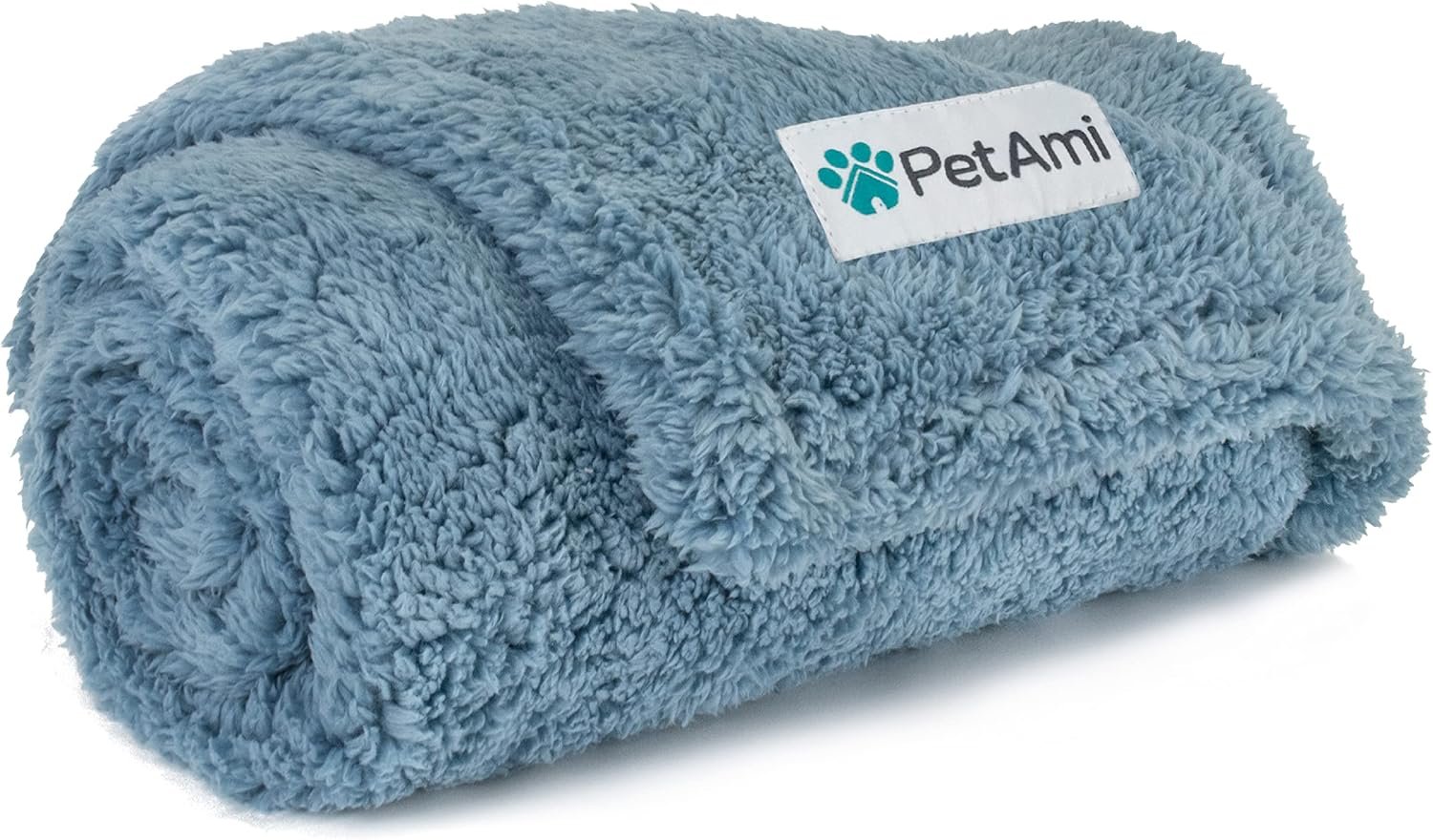 PetAmi Fluffy Waterproof Dog Blanket for Couch and Bed, Reversible Sherpa Pet Throw, Pee Proof Furniture Protector Sofa Cover, Washable Cat Blanket for Small Medium Dogs and Cats (Dusty Blue, 24×32)