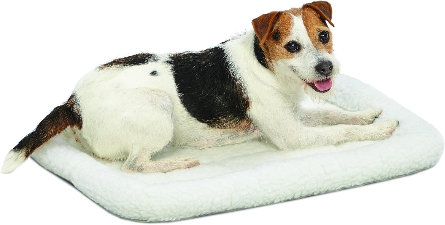MidWest Homes for Pets QuietTime Dog Bed – White Fleece Bolster, Ultra-Soft and Machine Washable, Fits 24-Inch Crates and Carriers, for Small Breed Dogs