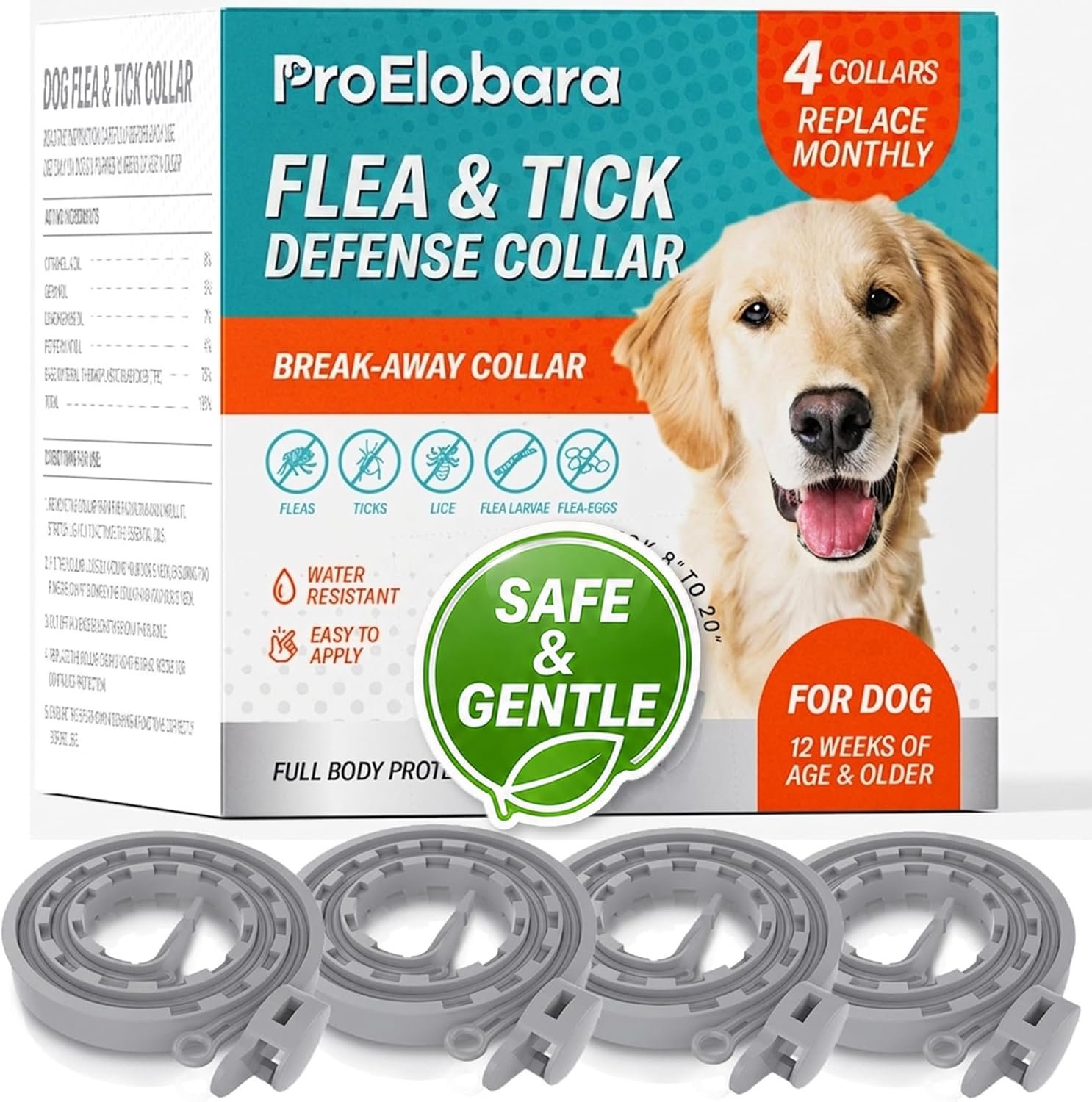 Flea Tick Prevention Collars for Dogs: Essential Oil-Based Flea Collar for 4 Month Support – Natural Fleas Ticks Collar for Small Medium Large Dogs, Gentle Fleas Ticks Control for Puppies