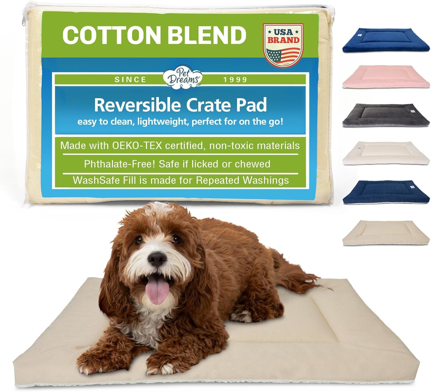 Pet Dreams Dog Crate Pad – Washable Kennel Mat, Crate Pads for Dog Cages, Non-Toxic, Flat Indoor Cat Bed, Fits iCrate 18, 24, 30, 36, 42, 48 Inches (Khaki, Small, 24″)