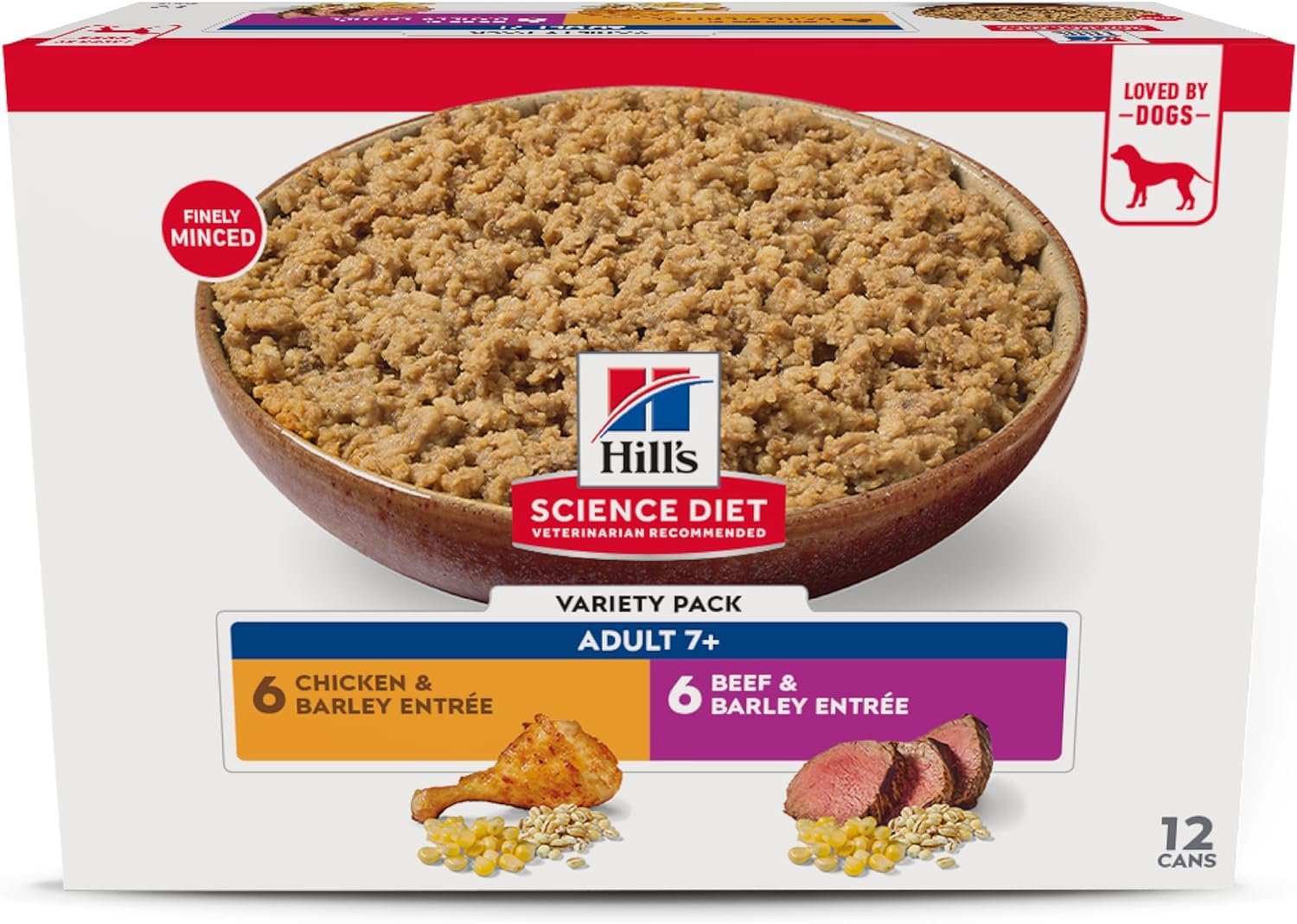 Hill’s Science Diet Adult 7+ Wet Dog Food Variety Pack, Chicken & Beef, 13 oz. Cans, 12-Pack