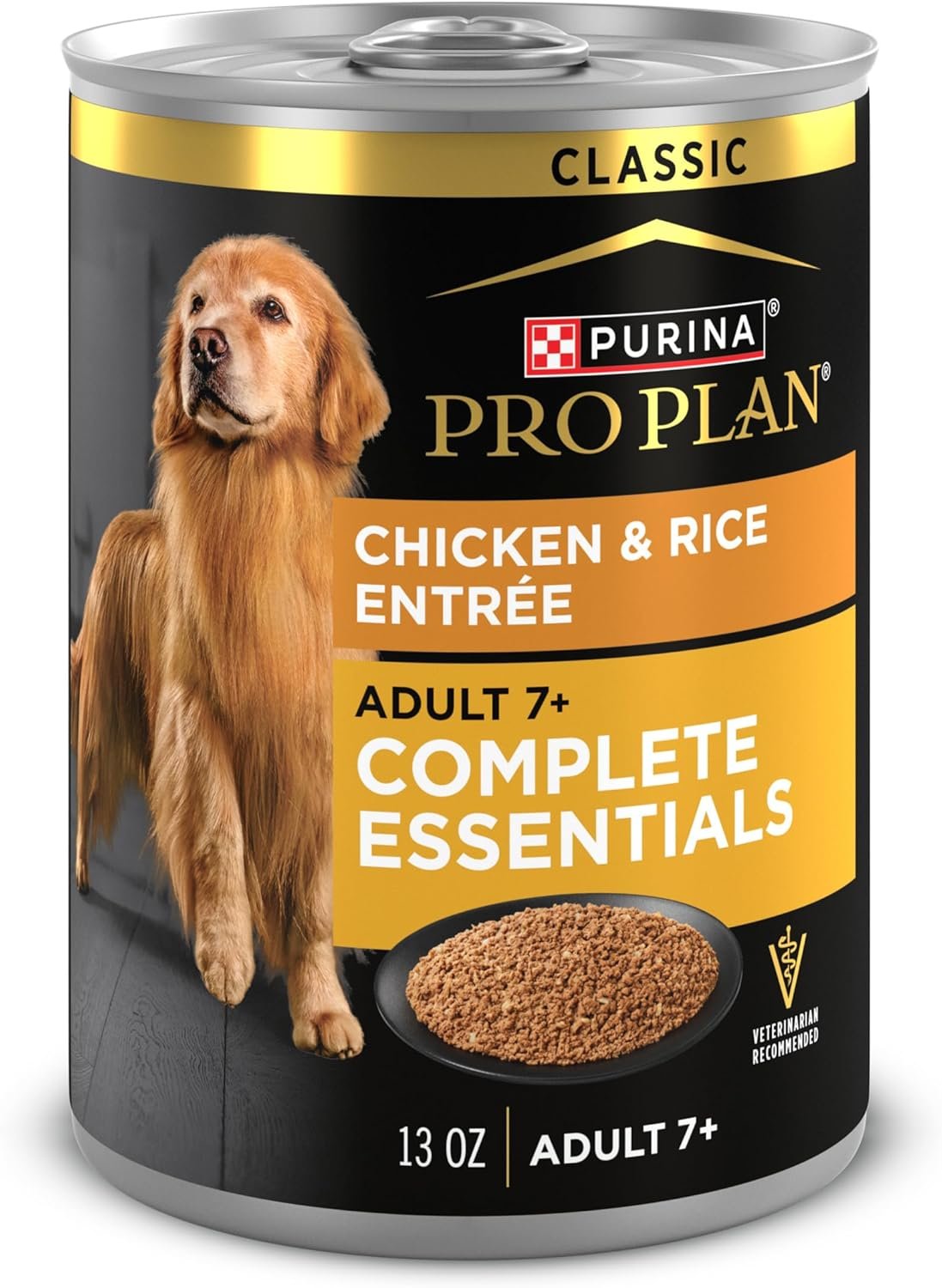 Purina Pro Plan Wet Dog Food For Senior Dogs Adult 7 Plus Chicken and Rice Entree Classic – (Pack of 12) 13 oz. Cans