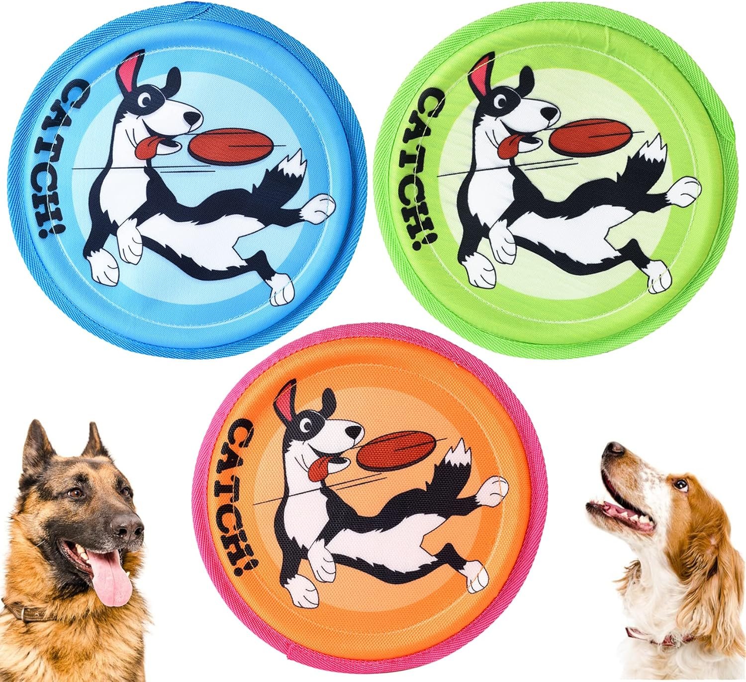 XIGOU Dog Flying Disc, 3 Pack Dogs Flyer Toys, Lightweight Flying Disc Dog Fetch Toy for Small, Large Dogs & Puppies – Floats in Water & Safe on Teeth