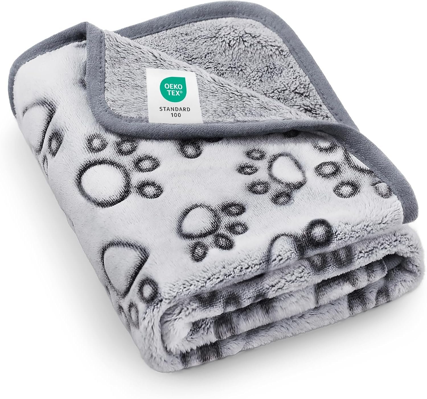 Luciphia Premium Soft Dog Blanket for Small Medium Large Dogs Washable 300GSM Fluffy Warm Fleece Puppy Cat Paw Print Pet Flannel Grey Paw M(30″x20″)