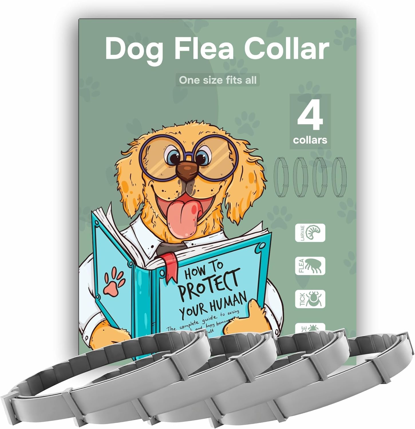 cabins Flea and Tick Prevention for Dogs – Flea Collar – 4 Count – Adjustable