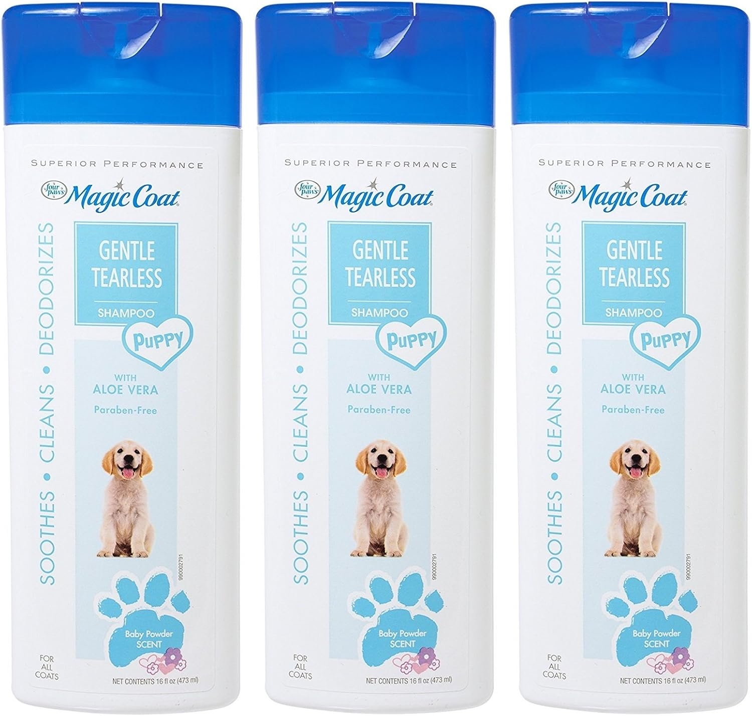 Four Paws 3 Bottles of Magic Coat Tear-Free with Aloe Vera Puppy Shampoo, 16 Ounces Per Bottle