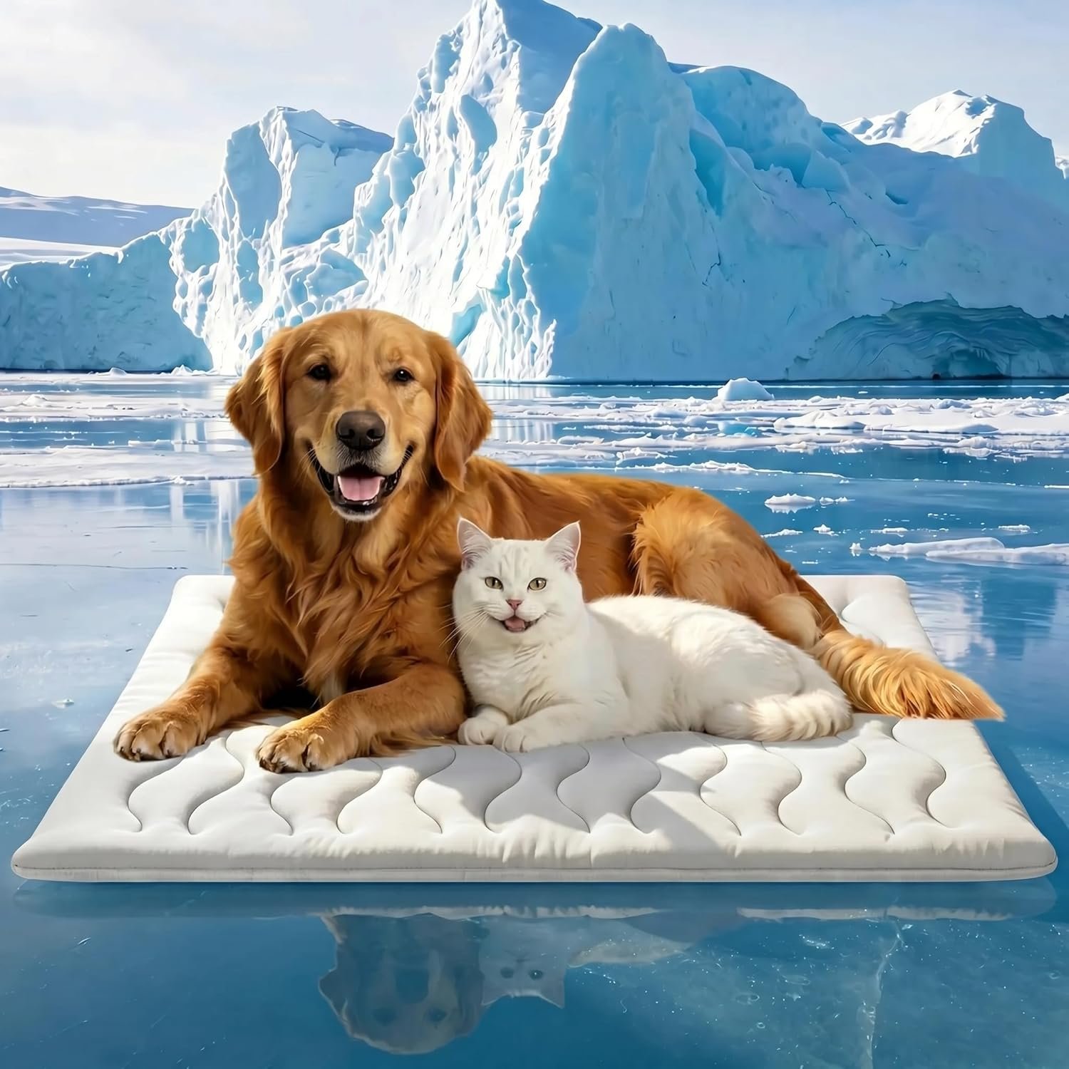 Dog Cooling Mat, Q-MAX>0.5 Reversible Kennel Mat (Cool & Warm), Dog Crate Pad Indoor & Outdoor, Portable Waterproof Washable All-Season Pet Bed Mat 36″×23″