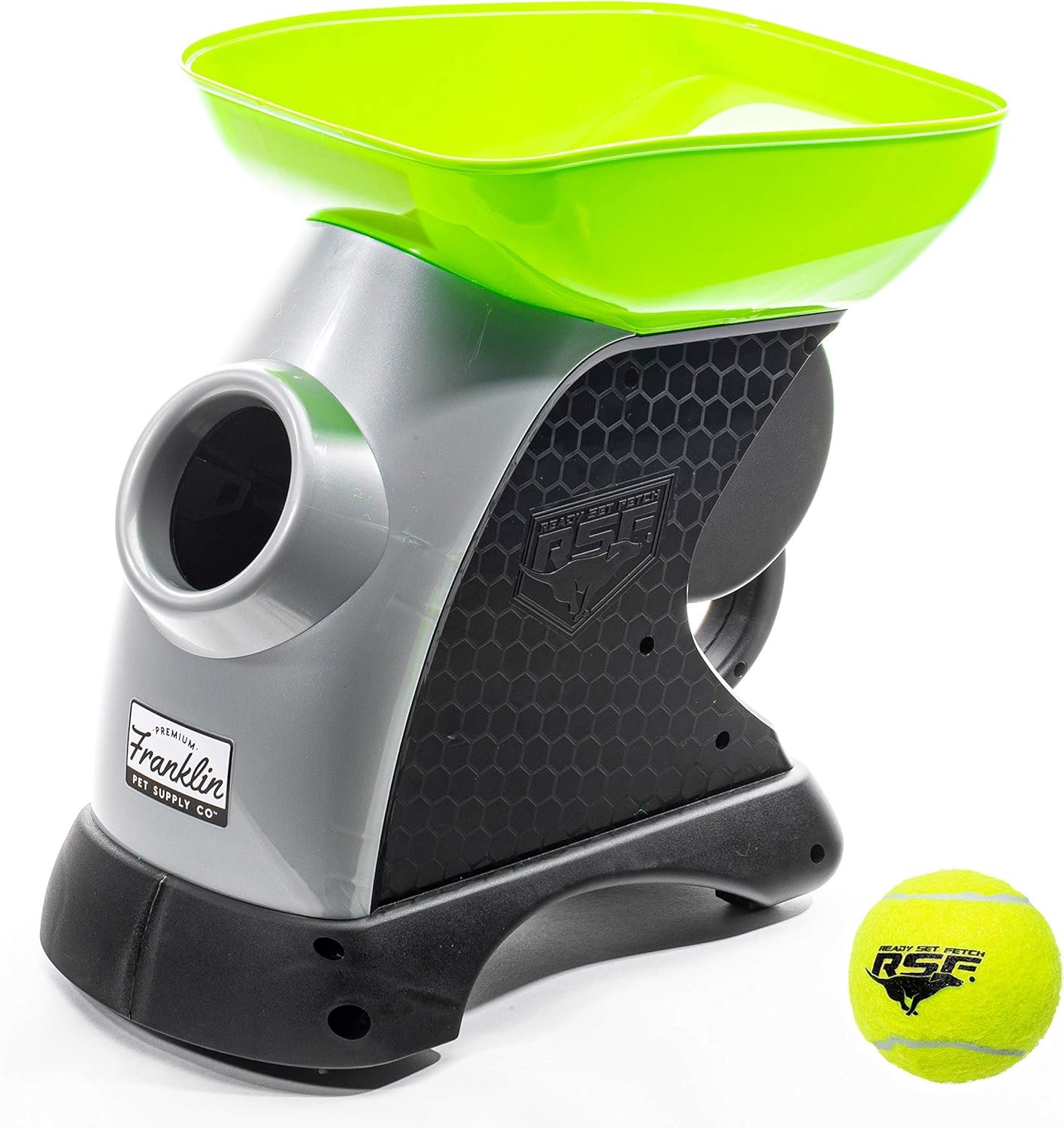 Franklin Pet Supply Ready Set Fetch Automatic Tennis Ball Launcher Dog Toy – Authentic Tennis Ball Thrower – Launchesup to 40′ – Interactive Pet Toy