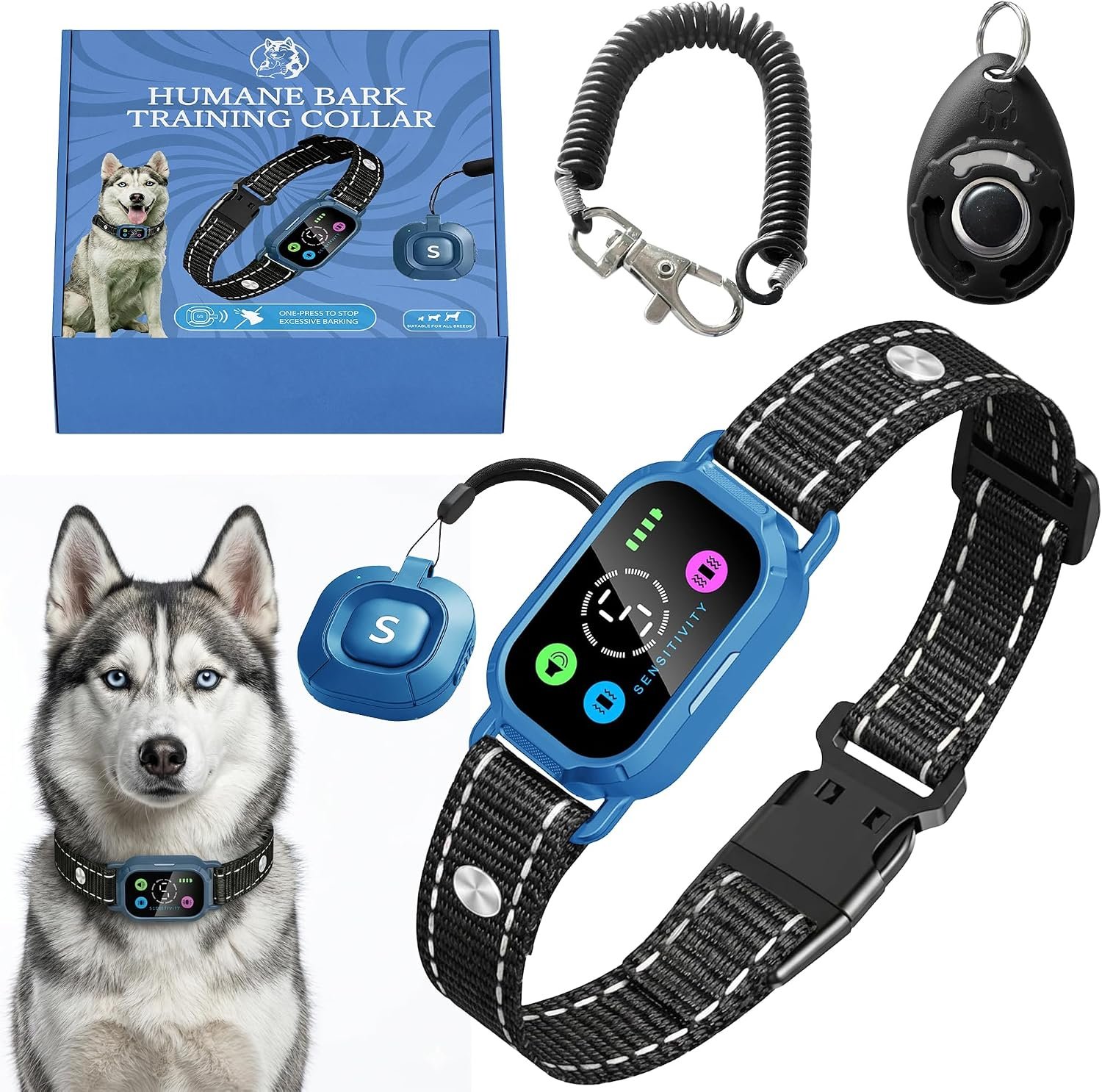 Beep & 2X Vibration Smart Dog Bark Collar| 2-in-1 Auto Anti-Bark & Training E-Collar with Remote| Adjustable Fit for Small, Medium & Large Dogs| 4 Humane Modes| Rechargeable| 5 Sensitivities