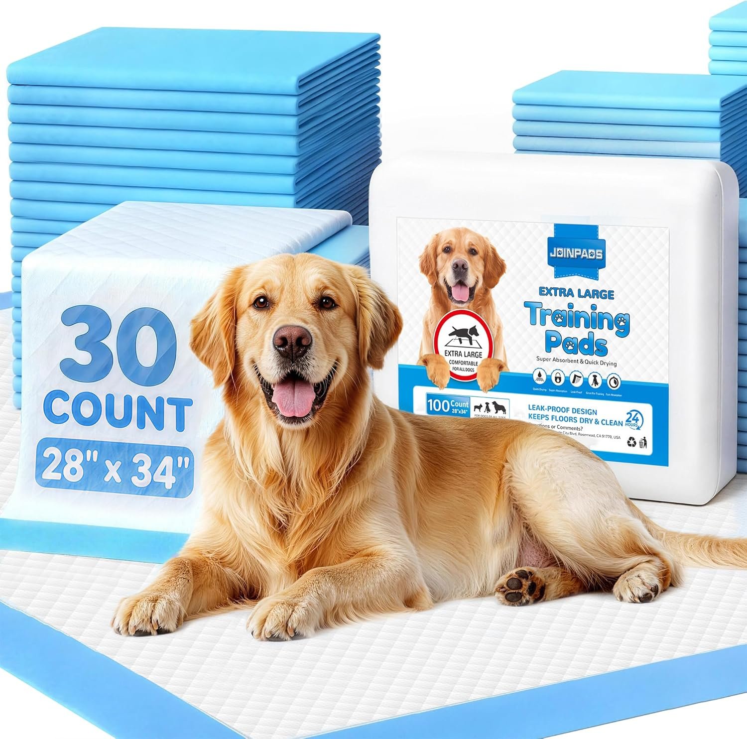 Dog Pee Pad, Puppy Potty Training Pet Pads Dog Pads Extra Large Disposable Super Absorbent & Leak-Free Pee Pads 28″x34″