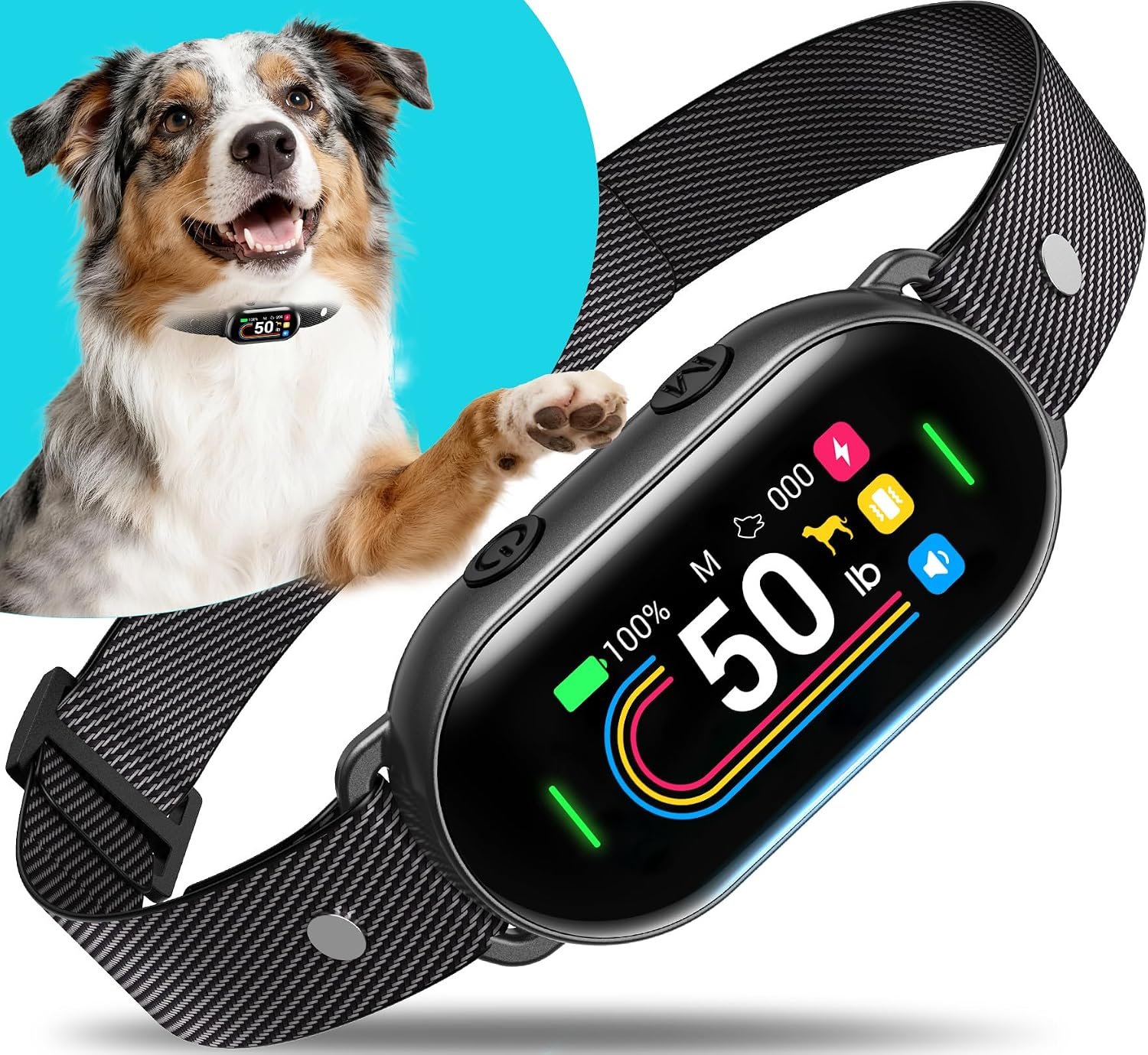 Dog Bark Collar for Small Medium Large Dogs 10-100lbs, Safe for Pets, Black | Dual AI Sensors, Bark Count Tracking, 4 Modes, 8 Levels, IP67 Waterproof