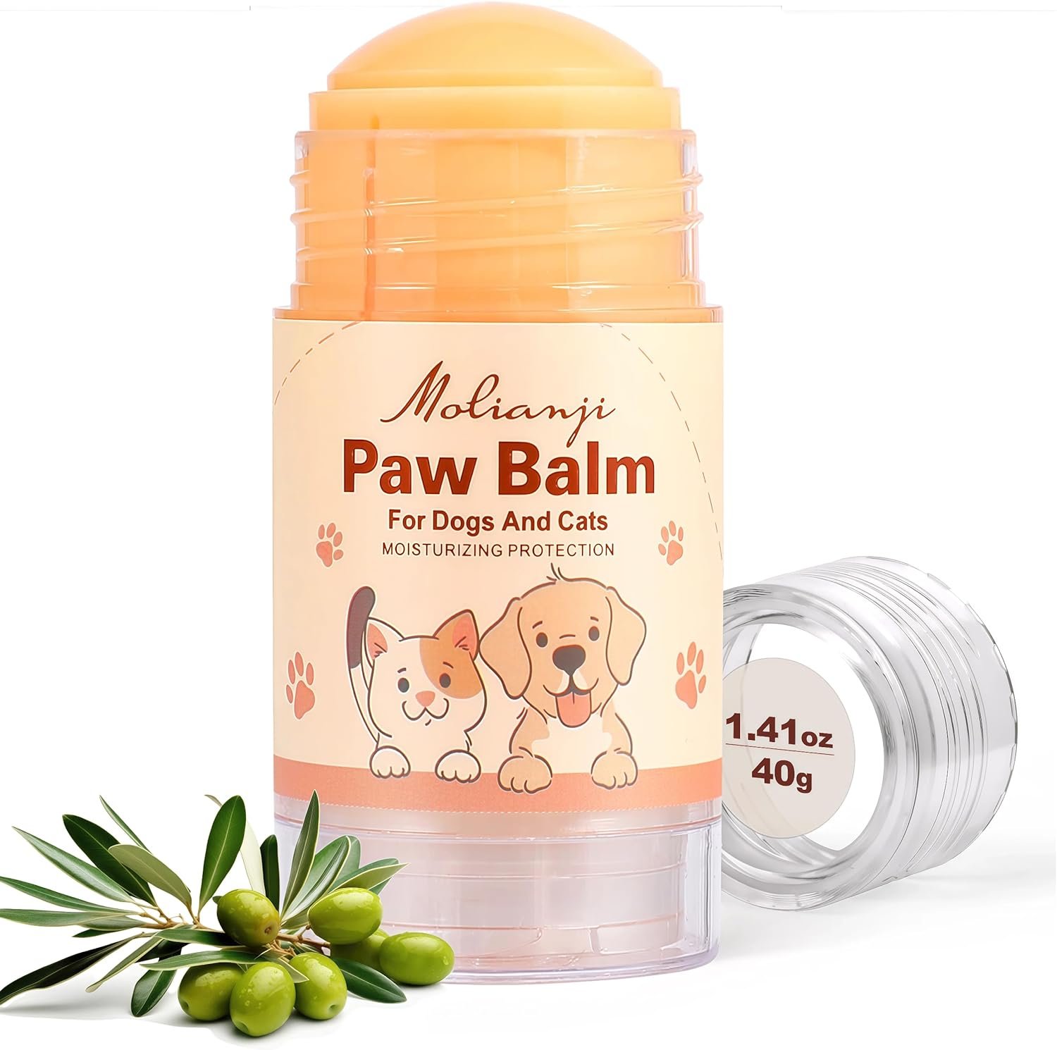 Dog Paw Balm & Nose Balm Stick for Dogs and Cats 1.41oz(40g), Lick-Safe Paw Wax Moisturizer for Dry Cracked Paws, Nose and Elbows, Helps Protect Against Hot Pavement,Snow and Road Salt