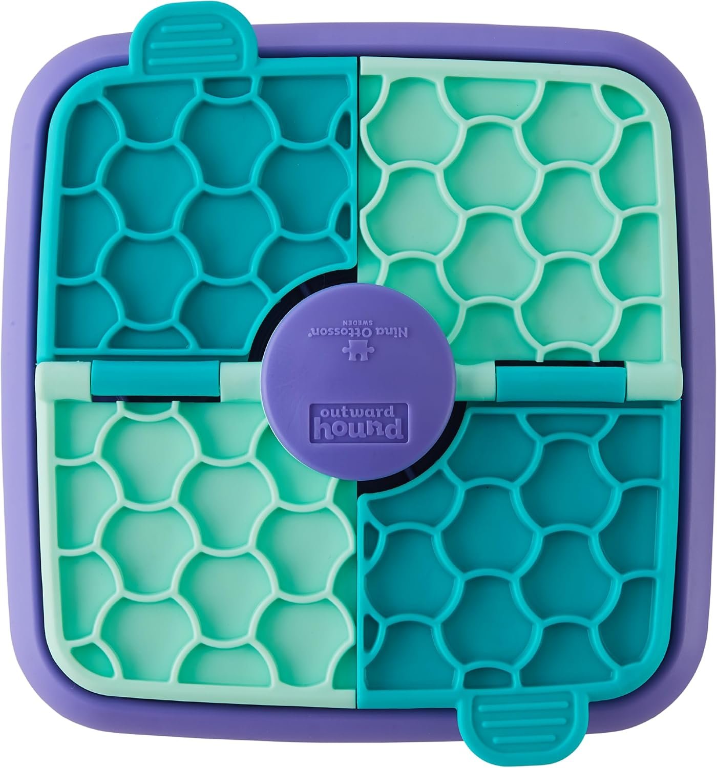 Outward Hound by Nina Ottosson Lick N’ Flip Level 1 Dog Puzzle Toy, Lick Mat & Slow Feeder – Non-Slip Base Beginner Enrichment for Small & Medium Dogs, Holds 1 Cup Wet or Dry Food, 7.4″ x 7.4″