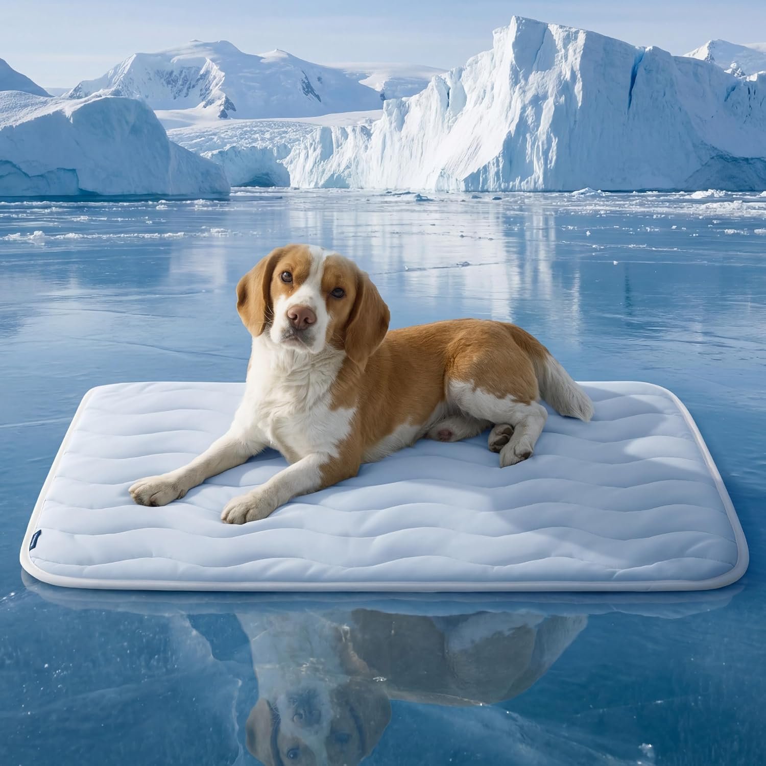 Bedsure Cooling Mat for Large Dogs – Q-Max>0.4 Thin Breathable Cooling Crate Pad Indoor for Pet with Chill Cool Fiber as Cooling Topper，Portable Washable Kennel Mat in Outdoor Summer, 35×23, Blue