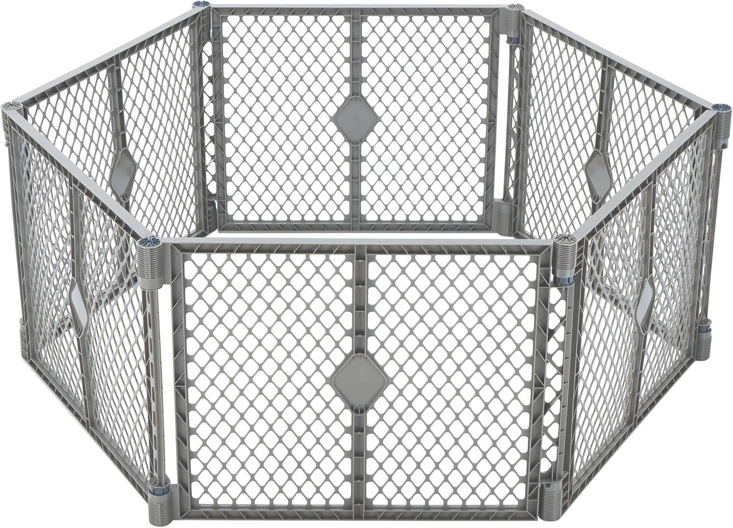 MyPet Petyard: 5.5 Ft. Wide Customizable Folding Dog Playpen Indoor/Outdoor. Made in USA. 6-Panel Puppy Playpen. Freestanding Play Pen Dog Gate 26″ Tall, Fieldstone