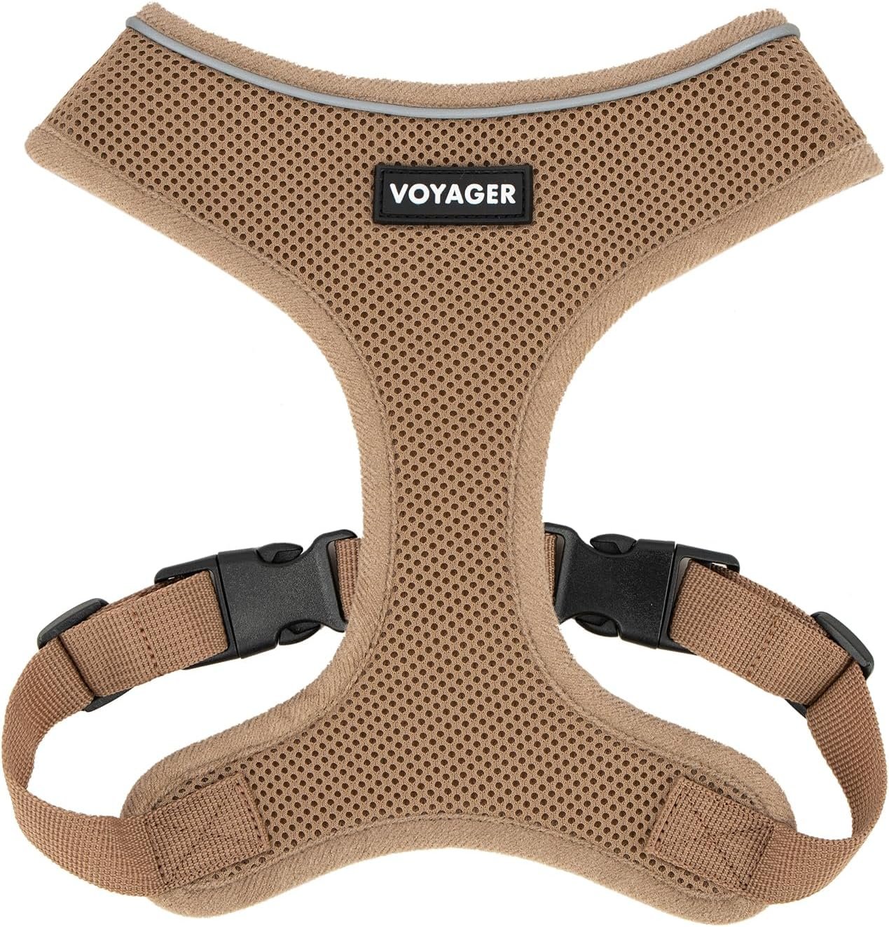 Best Pet Supplies Voyager Aerolite Over the Head Dog Harness, No Pull Breathable Air Mesh Vest, Quick Dry with Reflective Stitching, Adjustable Escape Resistant Harness – Beige, Small