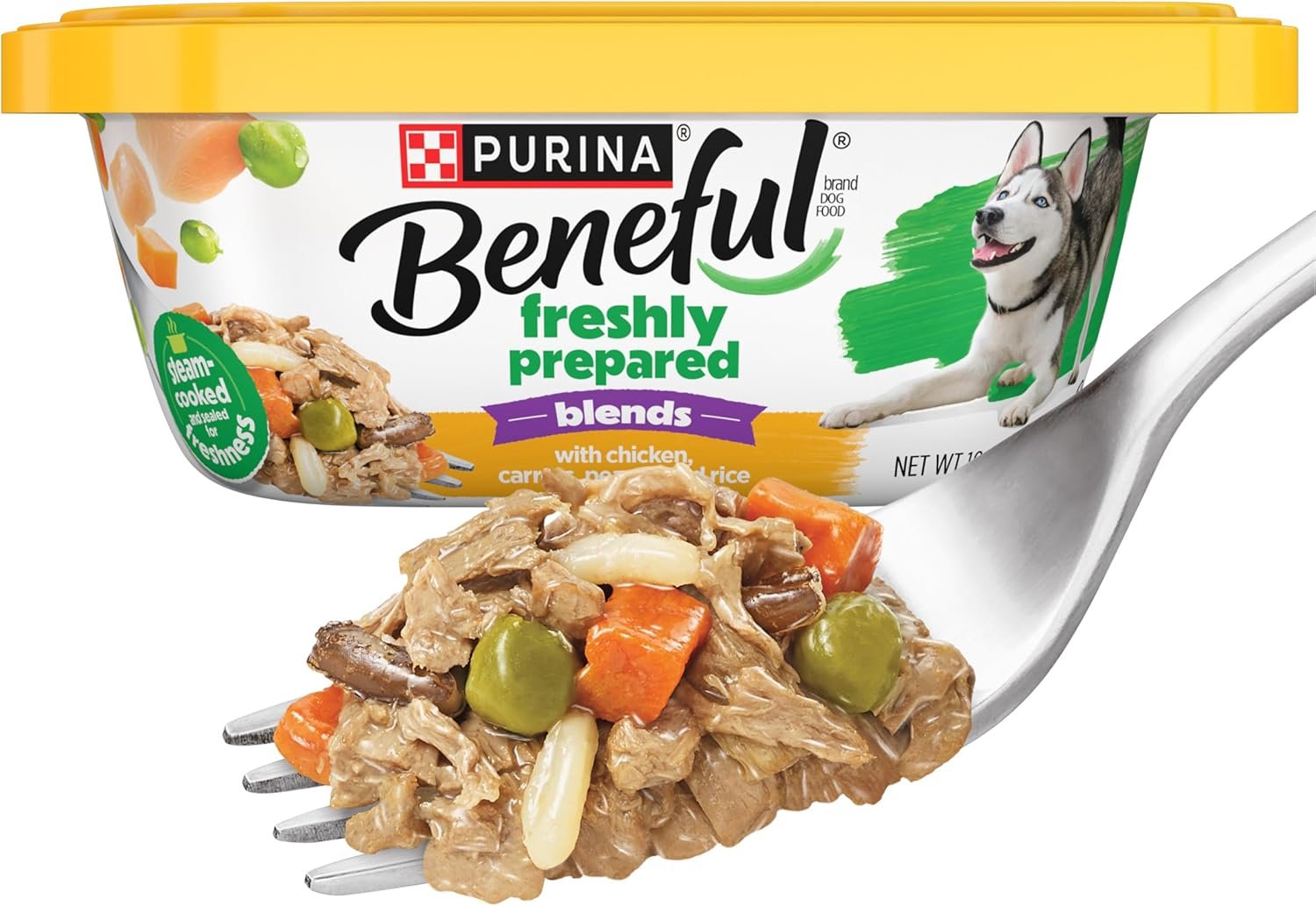 Purina Beneful Freshly Prepared Blends Wet Dog Food With Chicken, Carrots, Peas and Wild Rice – (Pack of 8) 10 oz. Tubs
