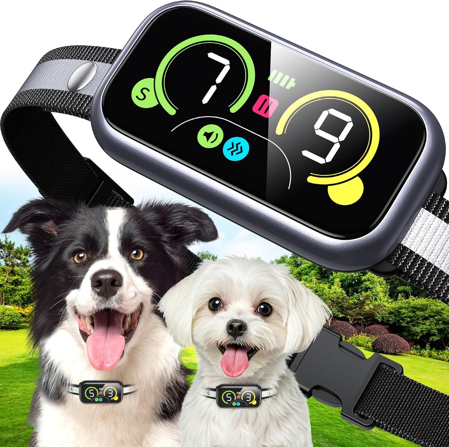 Bark Collar for Large Dog, Smart Anti-Barking Collar, 4-in-1 Automatic No Barking Collar with Adjustable Beep Vibration Correction Modes, Dog Bark Collars for Medium Small Dogs IP67 Waterproof