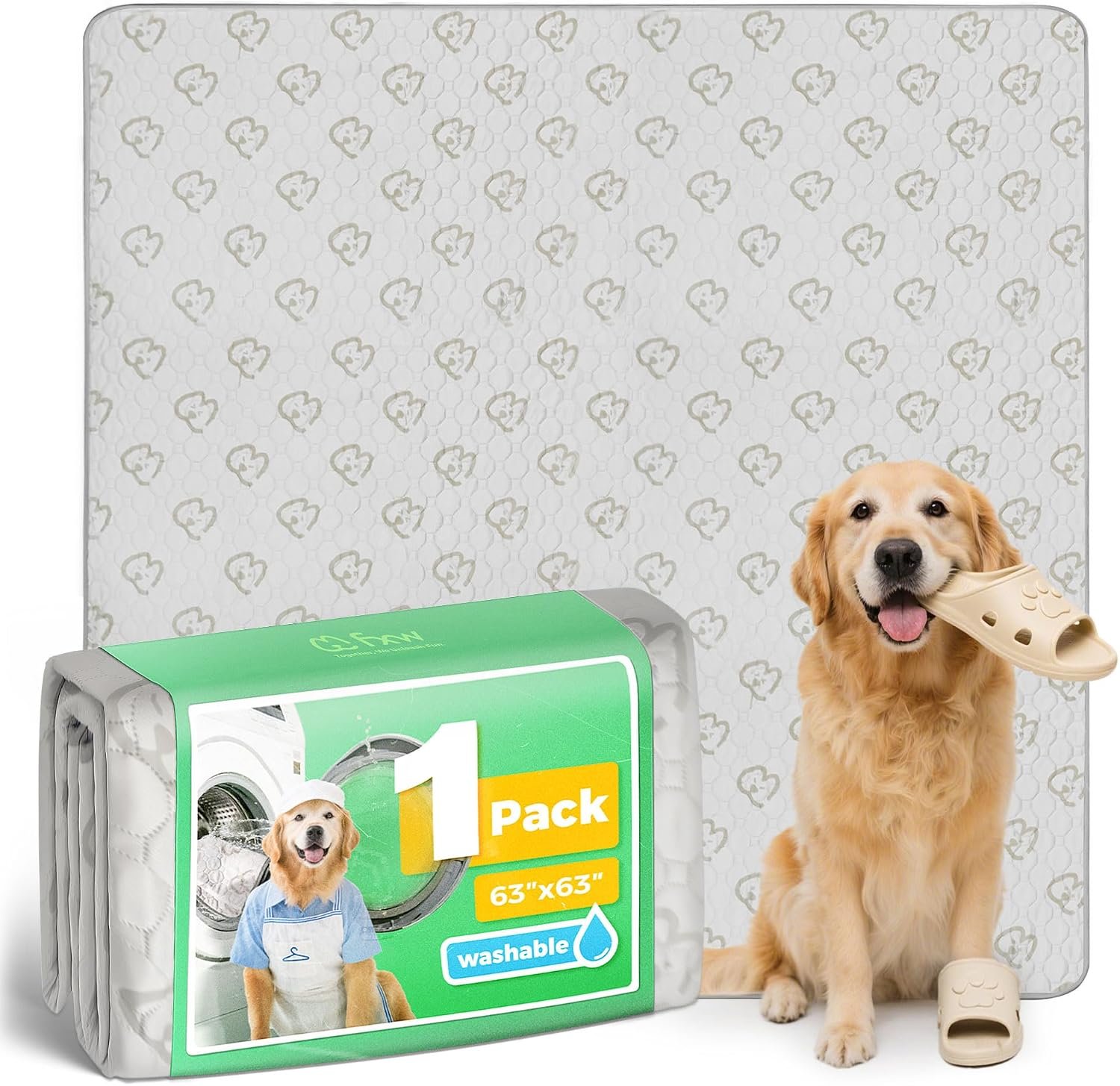 FXW Washable Pee Pads for Dogs, Puppy Pads with Super Absorbent, Specifically Designed for FXW Rollick/Homeplus 24inch 8 Panels Dog Playpen, 63″ Square, Khaki, 1 Pack