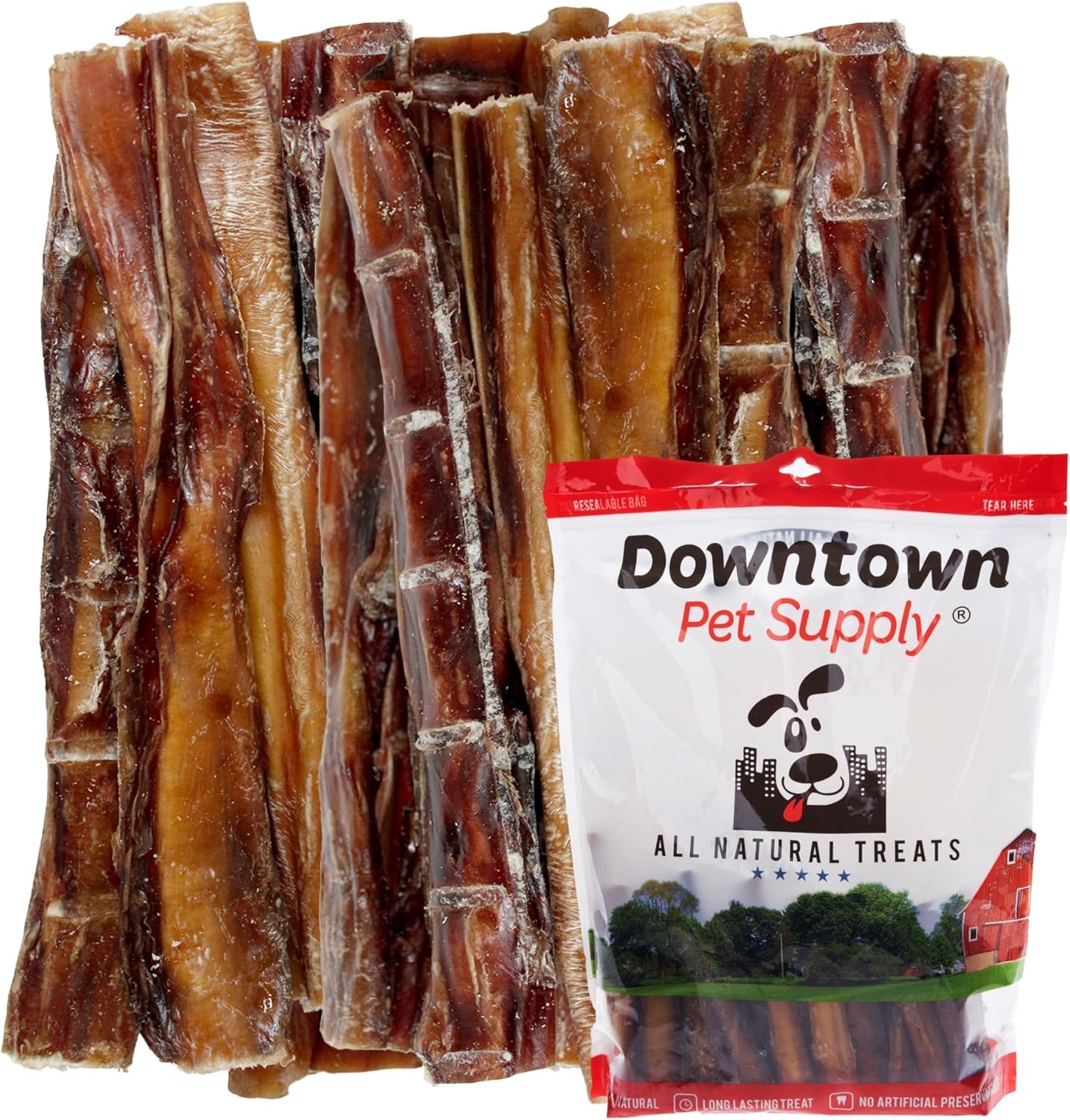 Downtown Pet Supply USA Sourced Bully Sticks for Dogs – Grass-fed Beef Chews, Low-Odor & Rawhide-Free, Long Lasting Dog Treats – Healthy, Safe & Delicious Chews (6″ 15 Pack)