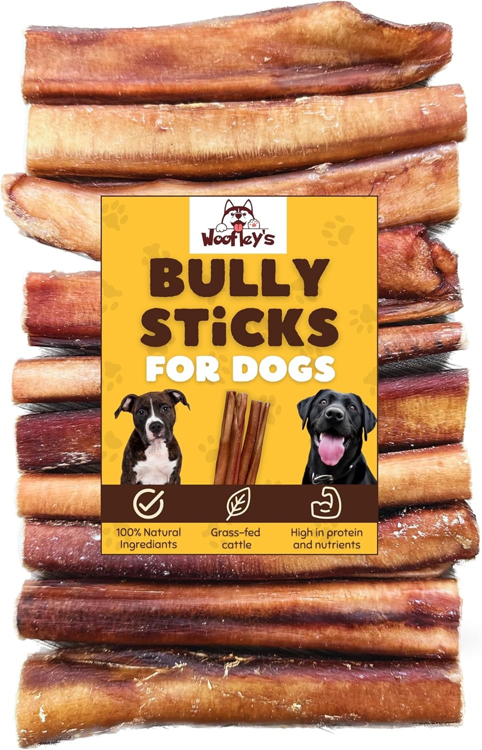 Woofley’s 6″ Jumbo Thick Buffalo Bully Sticks – (18 Count) – Bully Sticks for Dogs – Long Lasting Bully Stick Dog Chews