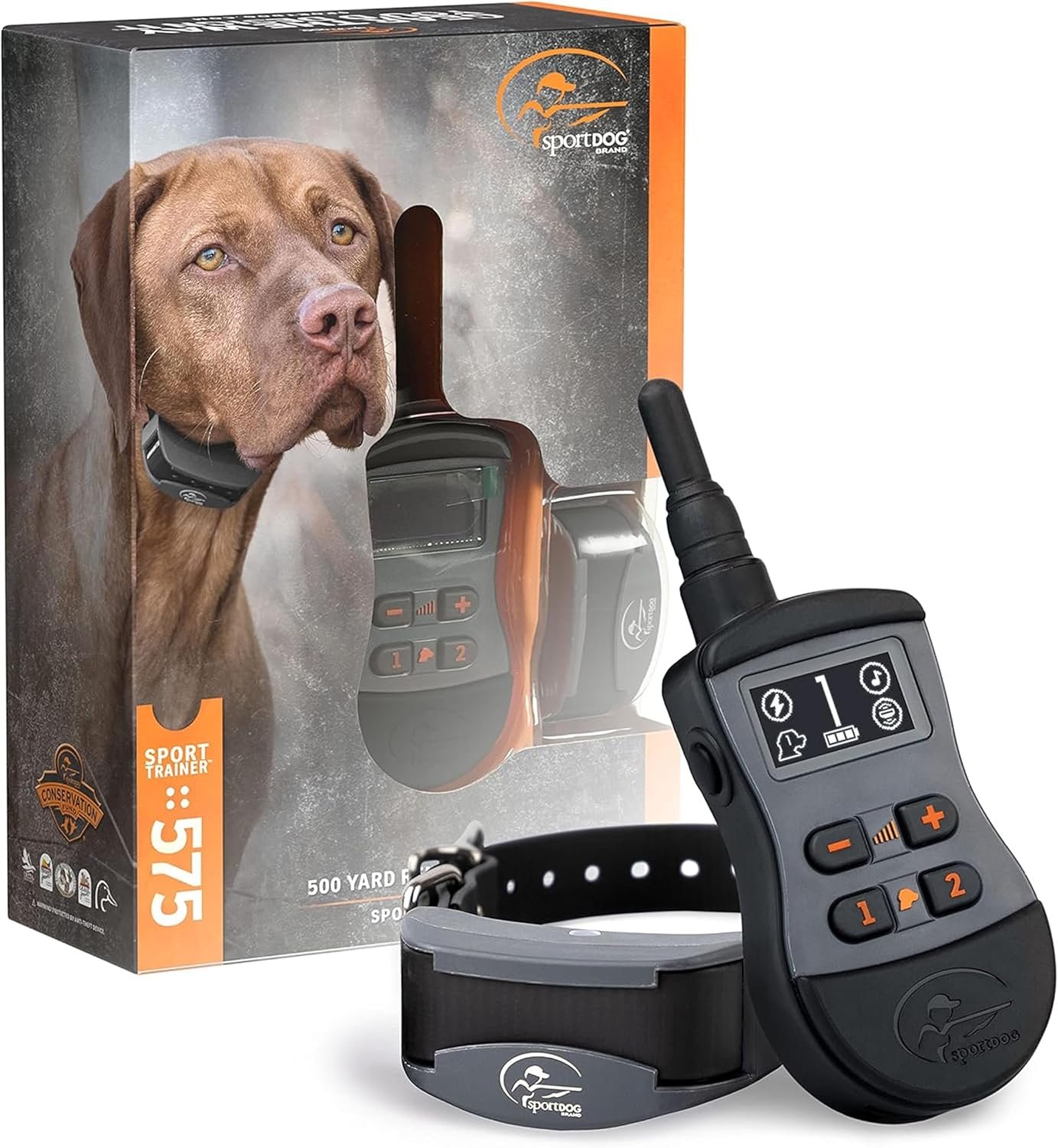 SportDOG Brand SportTrainer 575 Remote Trainer – Bright, Easy to Read OLED Screen – 500 Yard Range – Waterproof, Rechargeable Dog Training Collar with Tone, Vibration, and Static, Black