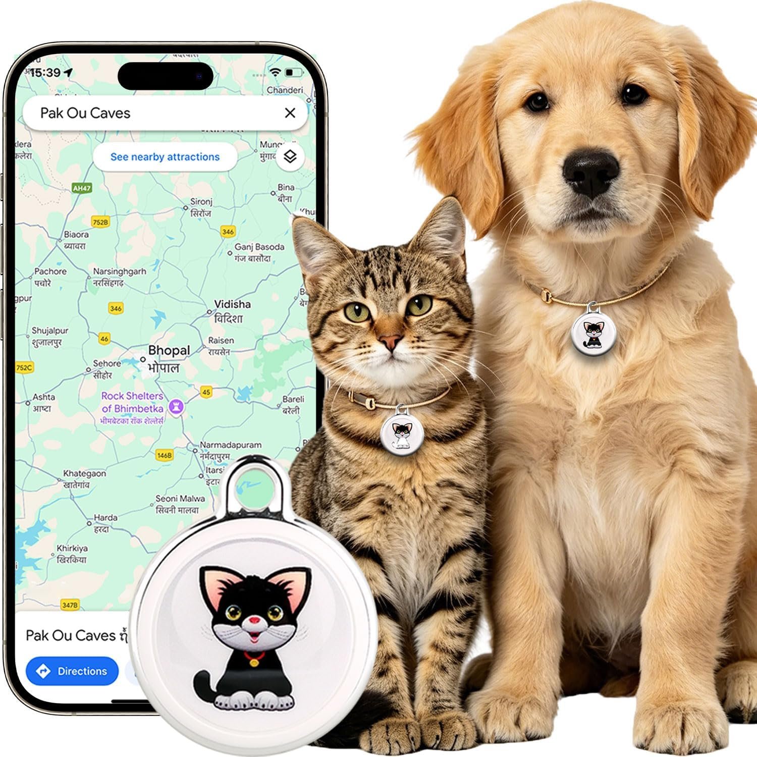 GPS Tracker for Dogs & Cats – No Monthly Fee, Waterproof Real-Time Tracking Collar for Pets, Kids,Luggage & Assets | 367-Day Battery Life | iOS & Android Compatible | Anti-Lost Device