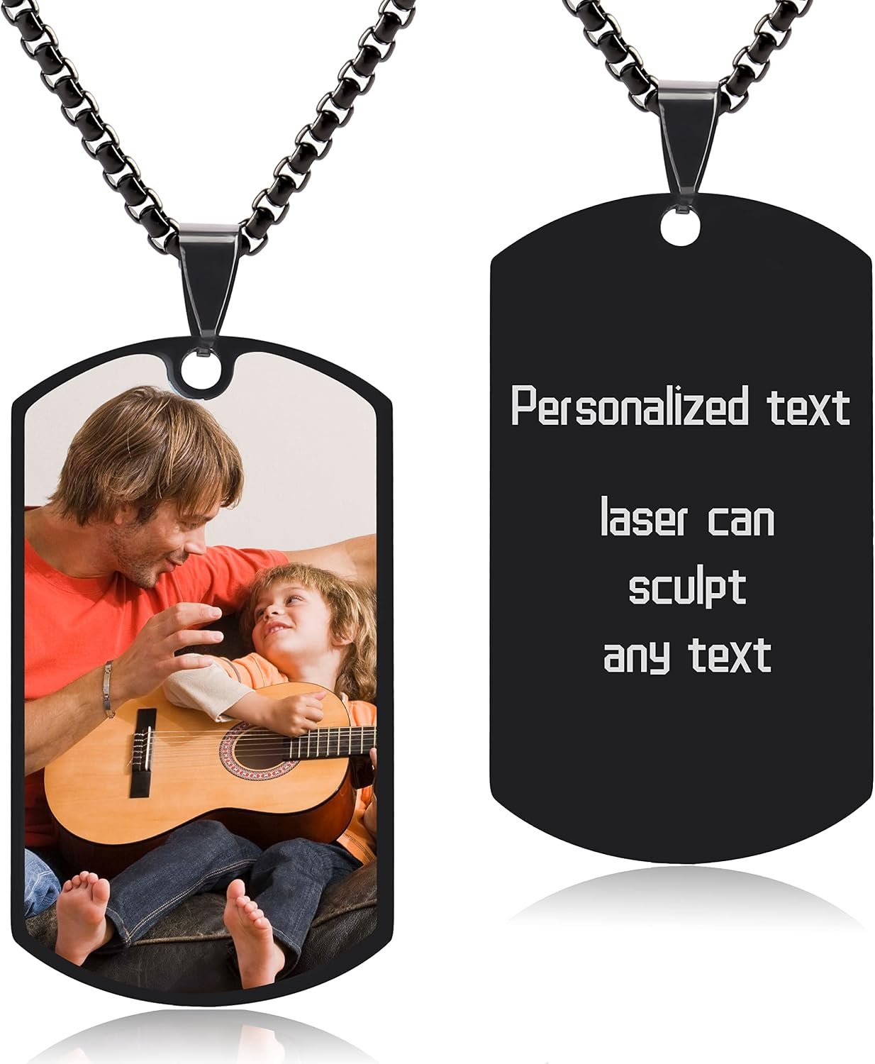 Personalized Dog Tag Pendant for Men, Custom Necklaces for Women With Picture, Custom Photo Text Engraving Dog Tags Stainless Steel Necklace Pendant