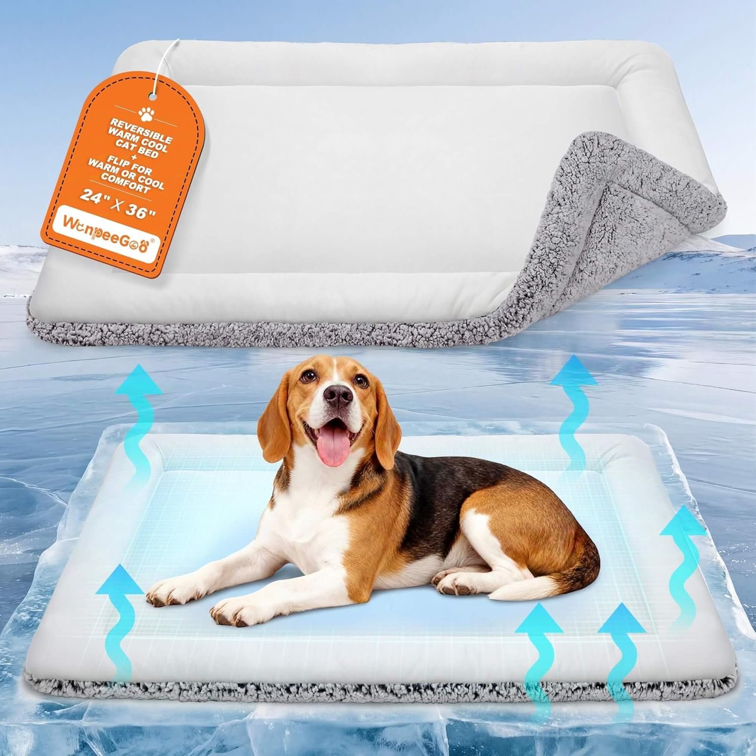 Dog Cooling Mat, Self Warming Cat Bed, Reversible Warm & Cooling Cat Bed, Winter Warm Cat Pad & Summer Cooling Cat Mat for Kittens & Small Dogs, Perfect for Crates, Beds & Sofas, Gray, 24″ x 36″