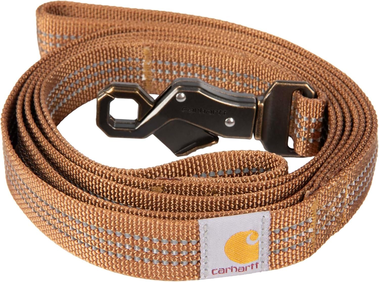Carhartt Dual Handle Dog Leash, Durable Nylon Webbing Fabric W/Secure Metal Trigger Claw Clasp, Carhartt Brown, Large