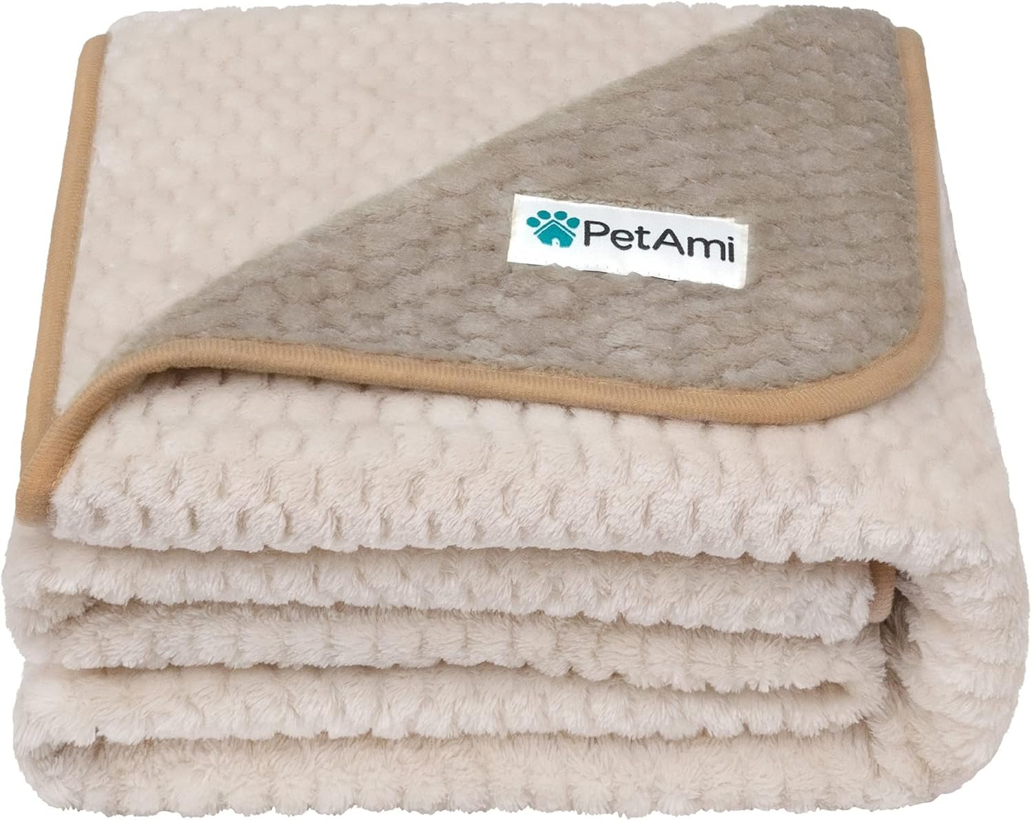 PetAmi Waterproof Dog Blanket, Leakproof Puppy Blanket for Medium Large Dog, Furniture Sofa Couch Cover Protector, Fleece Pet Throw Indoor Cat Kitten, Reversible Washable Soft Plush, 40×60 Taupe Beige