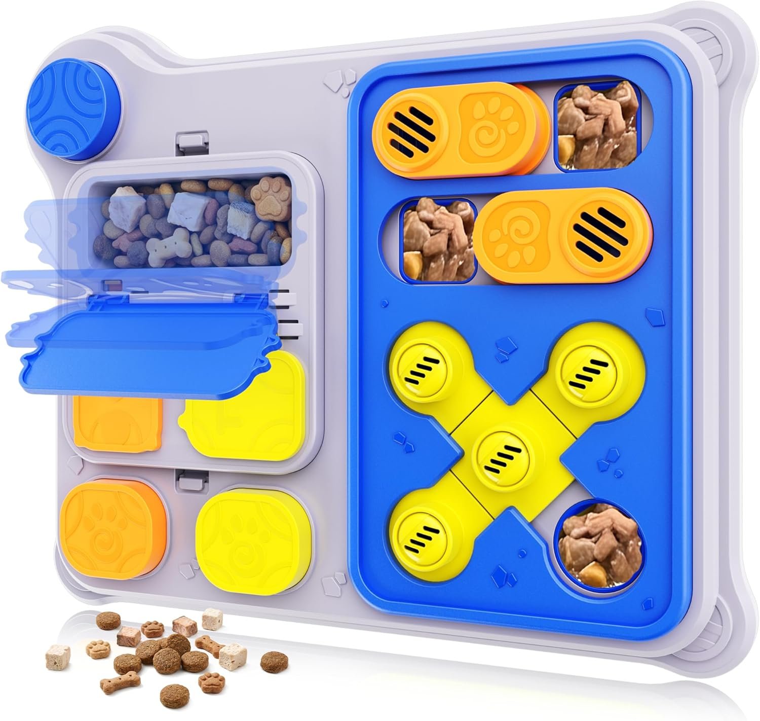 Dog Puzzle Toy Enrichment Toys, Interactive Dog Toys for IQ Training & Mental Stimulation, ABS Easy Clean Detachable Tray Non-Slip Base, Treat Slow Feeder for Smart Dogs, Blue