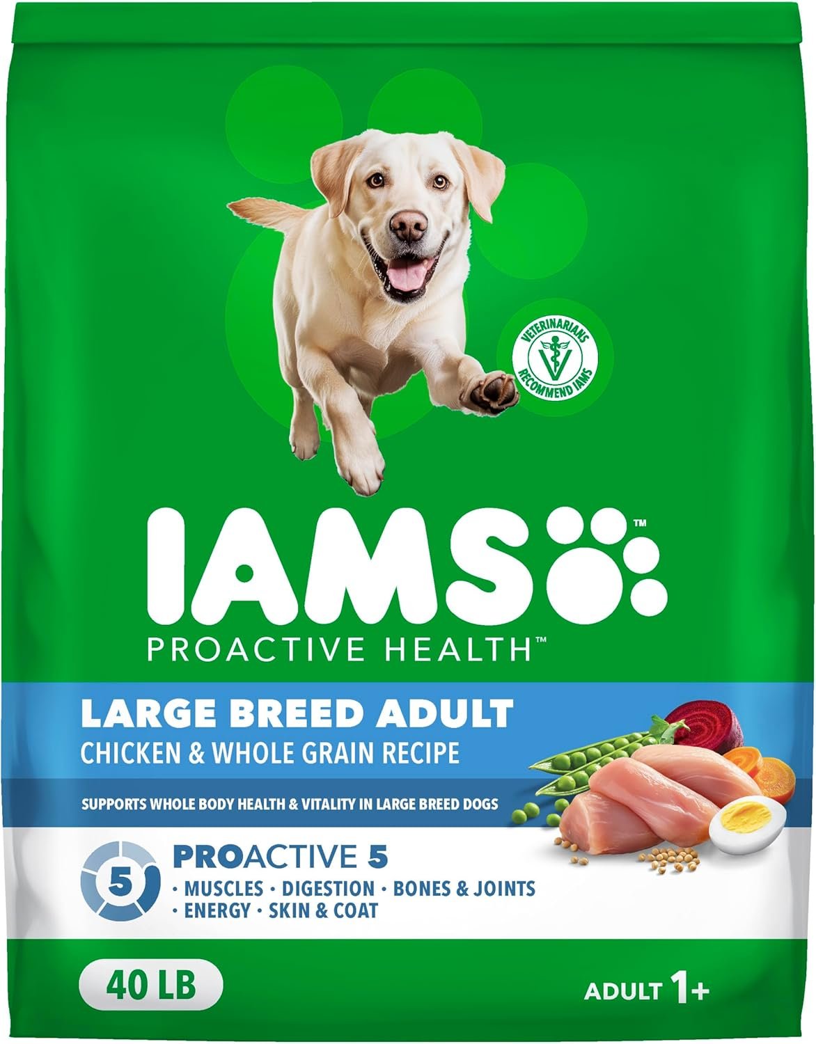 IAMS Proactive Health Large Breed Dry Dog Food, Adult Dry Dog Food for Large Breeds, Chicken, 40 lb. Bag