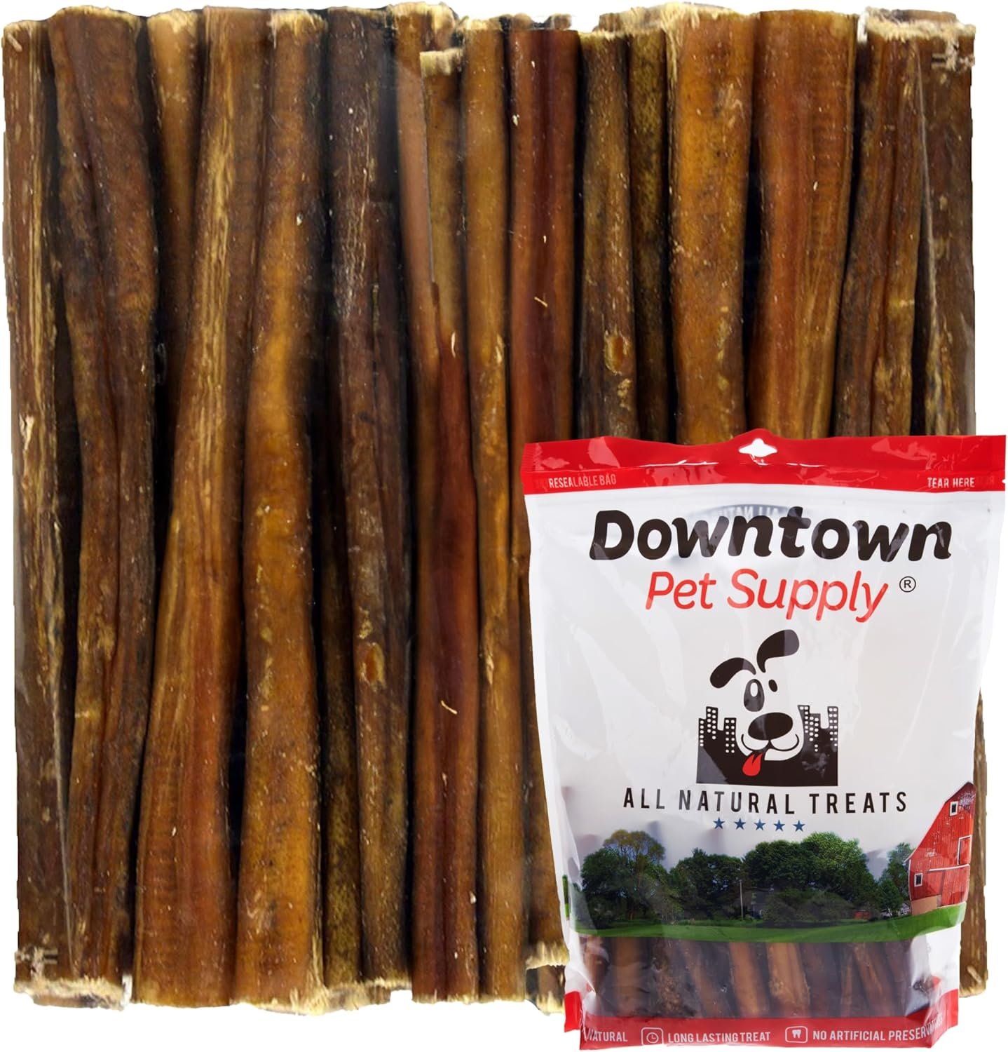 Downtown Pet Supply Bully Sticks for Dogs, Junior Size (6″, 40-Pack) Rawhide Free Dog Chews Long Lasting Non-Splintering Pizzle Sticks – Low Odor Bully Sticks for Small Dogs