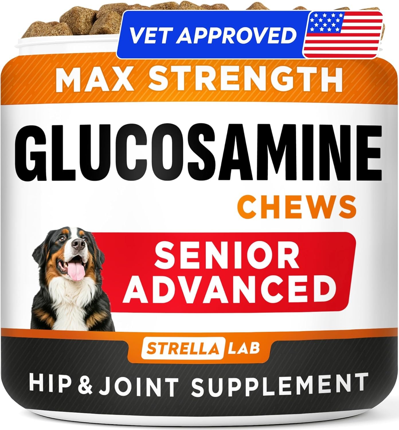 Senior Advanced Glucosamine Chondroitin Joint Supplement for Dogs – Hip & Joint Pain Relief Pills – Large & Small Breed – Hip Joint Chews Canine Joint Health – Dogs&Horses – Bacon Flavor-120Ct
