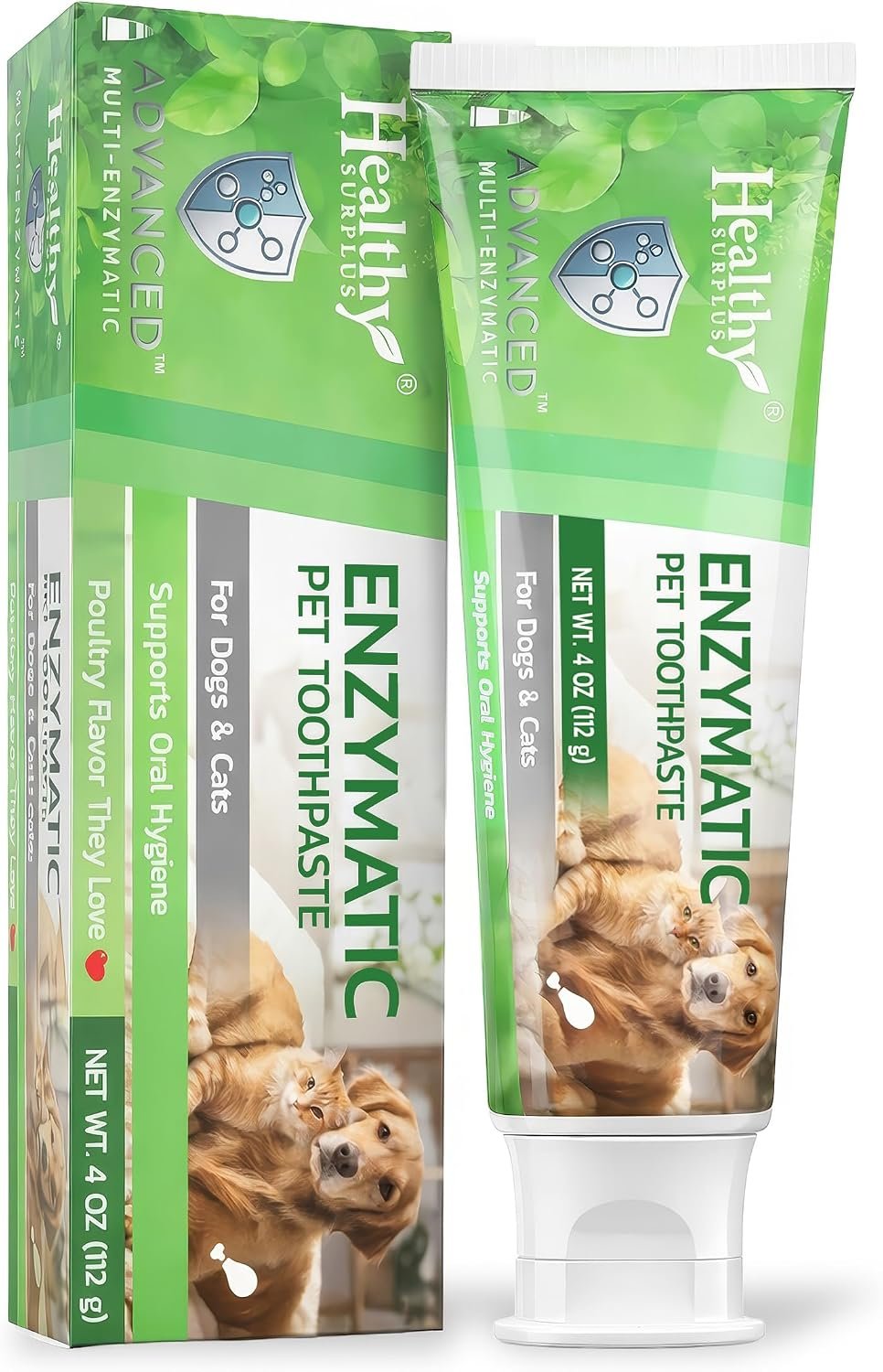 Healthy Surplus 4 Oz – Enzymatic Dog Toothpaste (Poultry – Chicken Flavor) for Dogs & Cats – Compare to Virbec CET – Fresh Breath, Plaque & Tartar Control – Advanced 5-Enzyme Pet Toothpaste