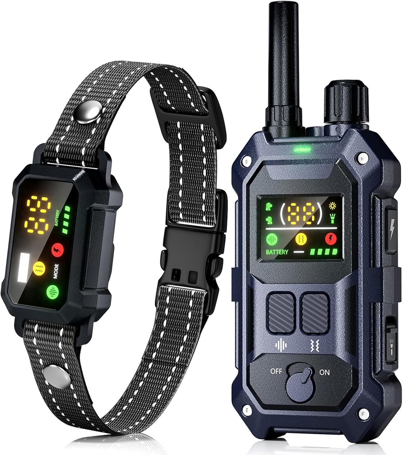 BLACKDOG Military Dog Shock Collar – 4200ft Dog Training Collar with Remote, 4 Training Modes, Flashlight & Strobe, 3-Month Battery, IP67 Waterproof Dog E Collar for All Breeds 5-150lbs (Dark Blue)