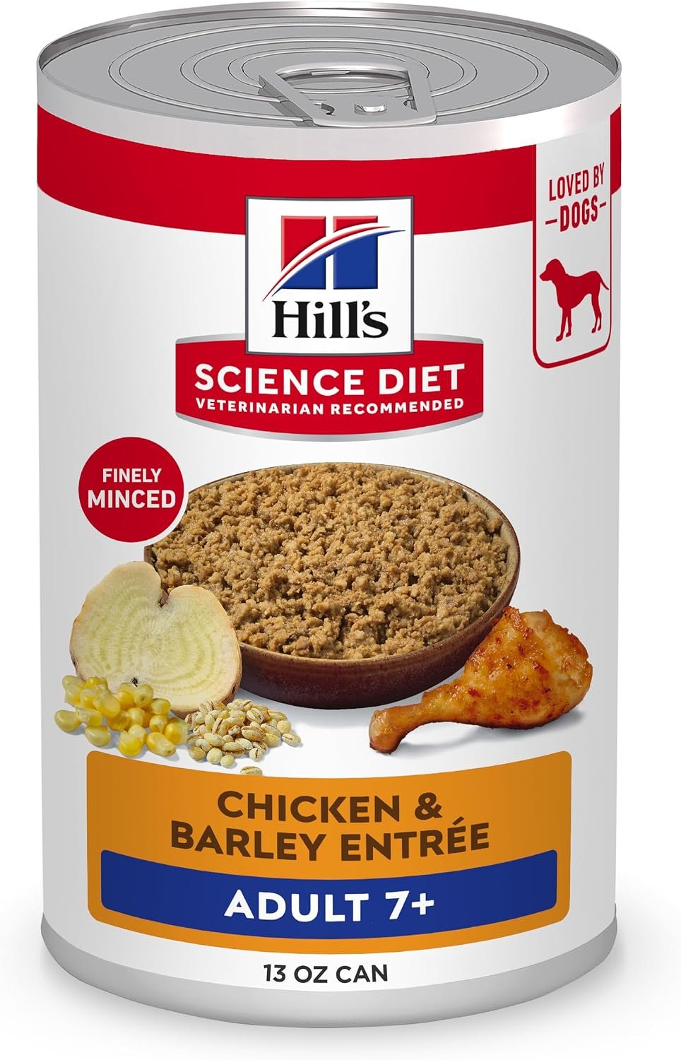 Hill’s Science Diet Adult 7+ Wet Dog Food, Chicken & Barley, 13 oz. Cans, 12-Pack