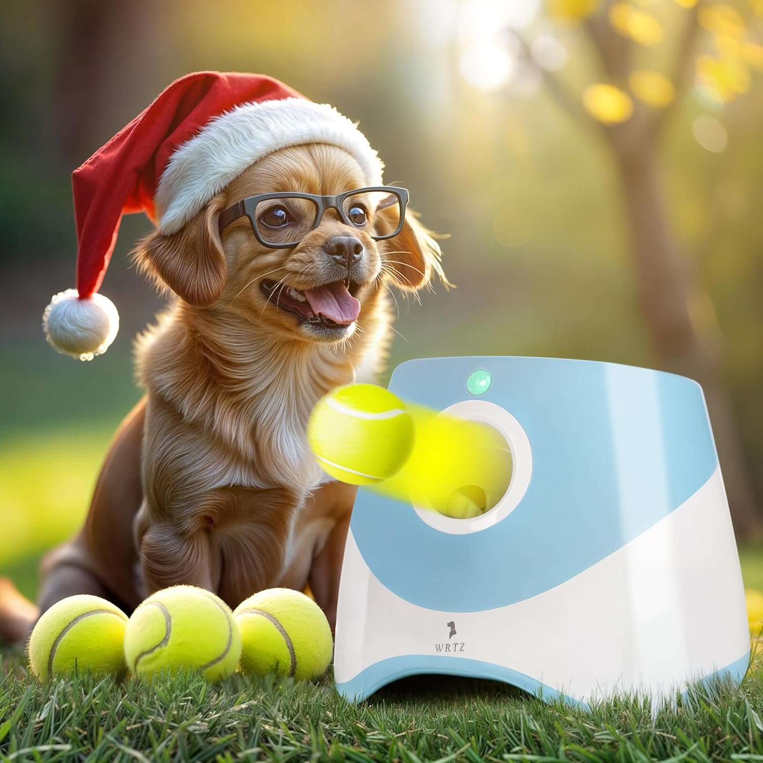 Automatic Dog Ball Launcher for Small Dogs – Dog Ball Thrower Fetch Machine – Indoor Outdoor Interactive Toy with 3 Mini Tennis Balls 2 Inch