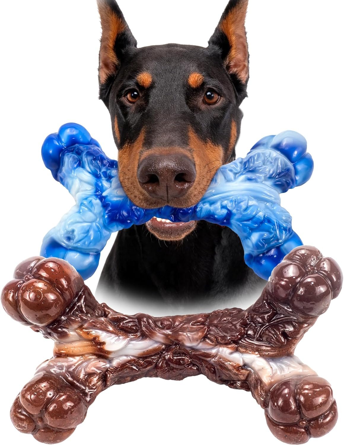2 Pack Dog Chew Toys for Aggressive Chewers, Indestructible Durable Nylon Dog Bones Teeth Cleaning Chew Toys to Keep Medium & Large Dogs Busy