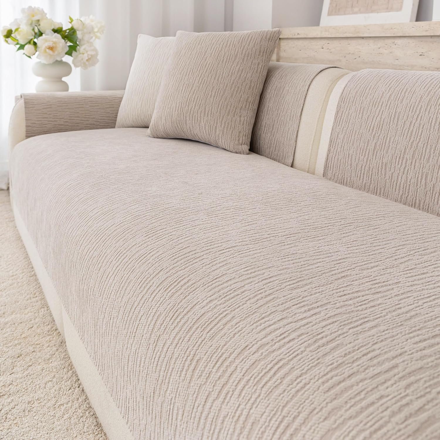 Waterproof Couch Cover for Dogs,Nonslip Sofa Cover for L Shaped Sofa,Washable Furniture Protector Pet Friendly(Coffee,36″x82″)