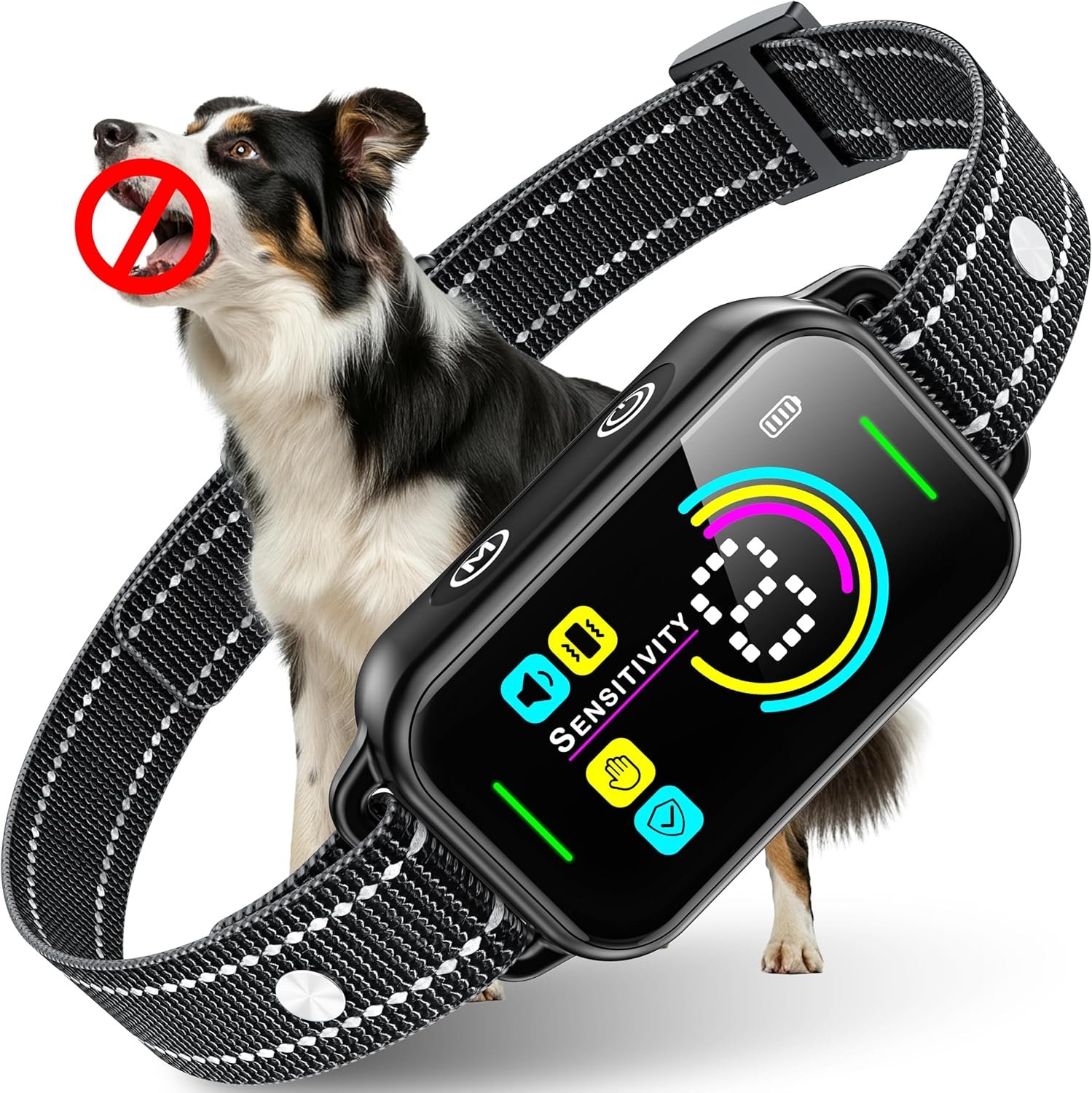 DINJOO Dog Bark Collar for Large/Medium/Small Dogs | Rechargeable Smart AI Anti-Barking Training Collar with 8 Adjustable Sensitivity, Beep & Vibration Modes | Solves Excessive Barking – Dark Black